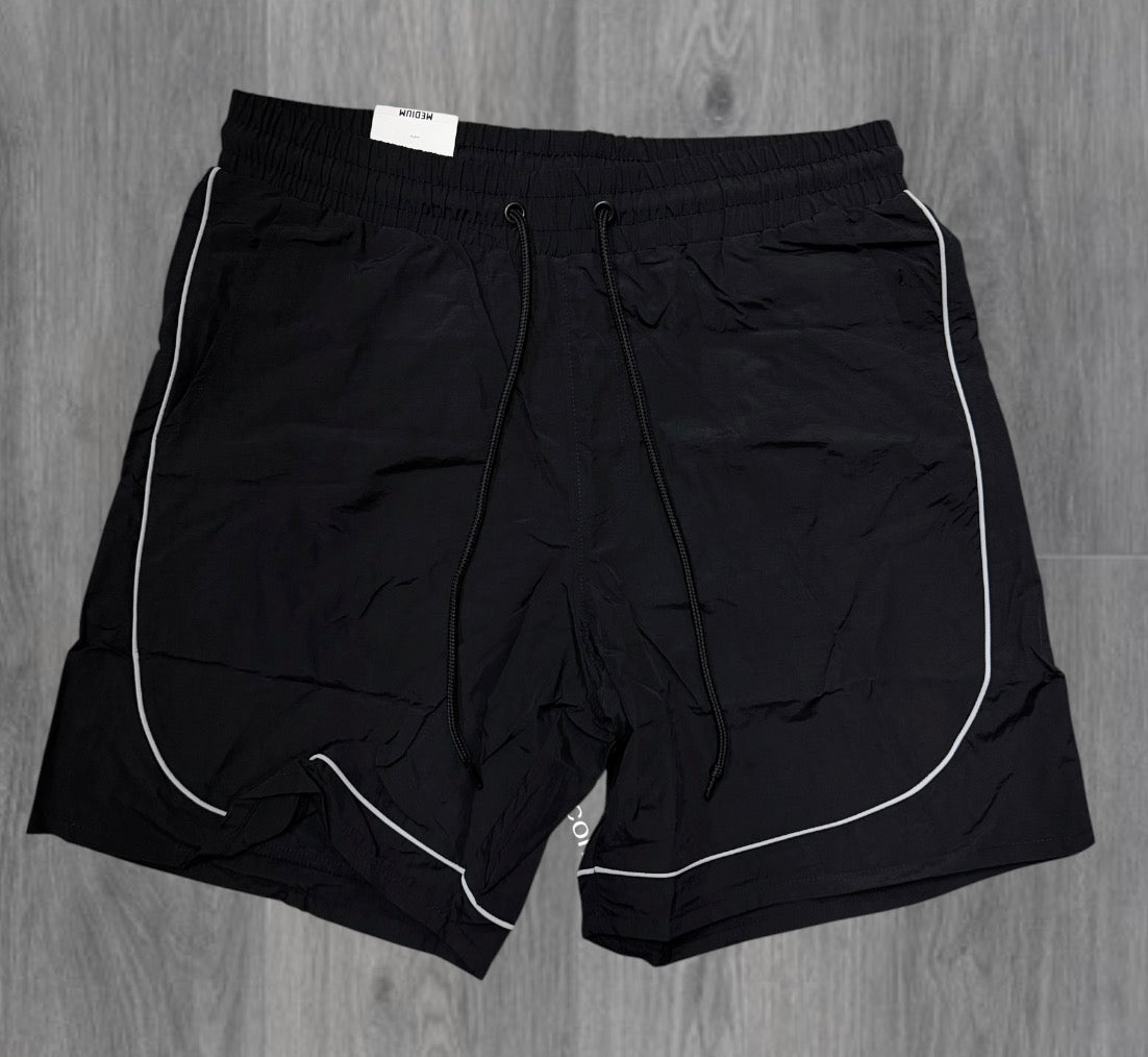 Rebel - piping Windbreaker Shorts - Black - 902