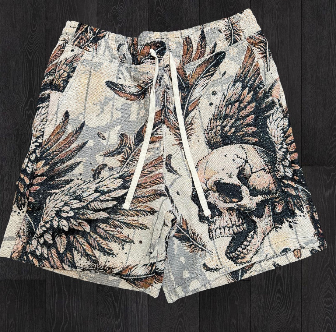 Rebel - Conquer Tapestry Shorts - Cream 903