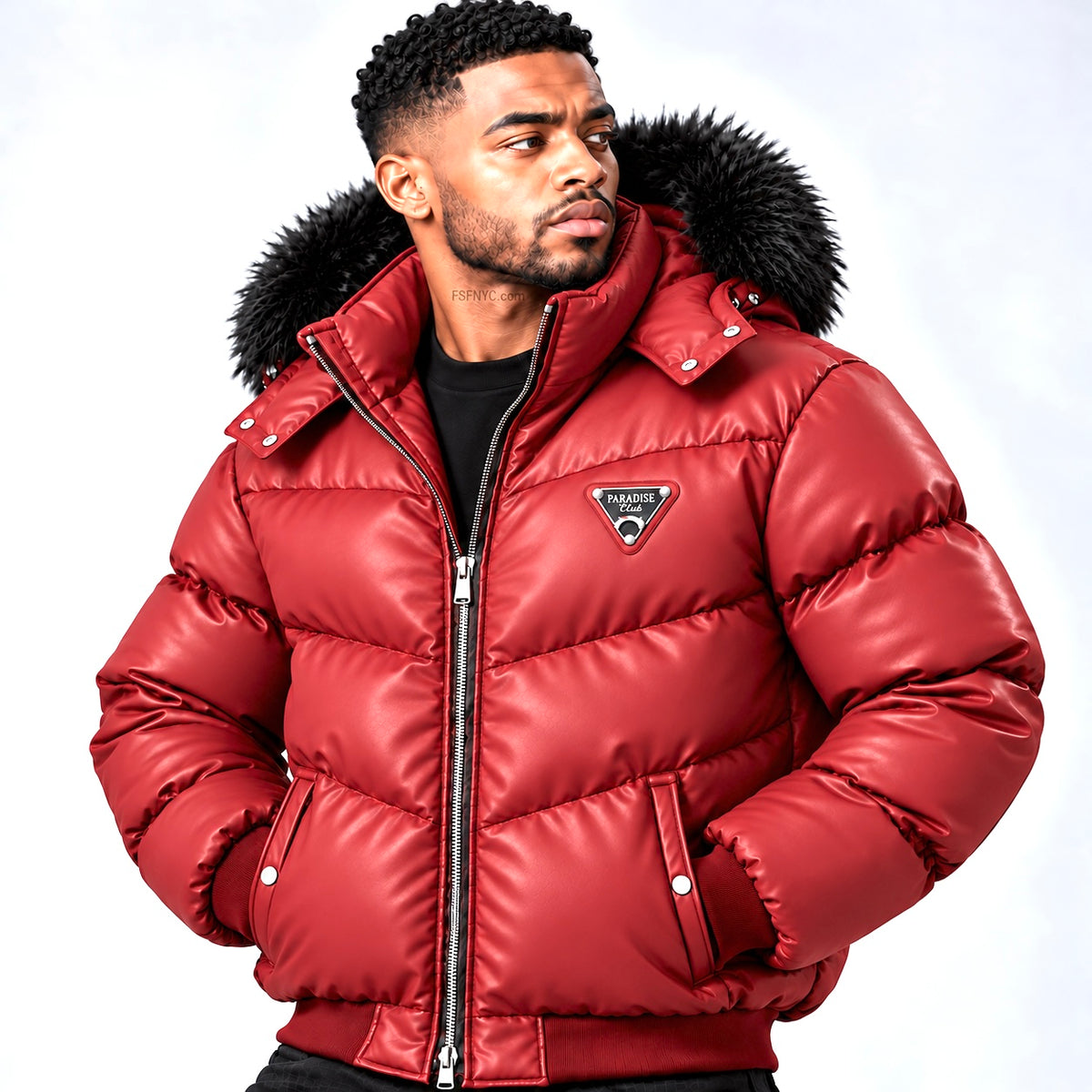 Leather Bomber Coat SYIP - Red - 91878