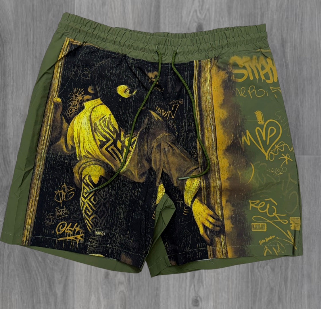 R - Nylon Shorts Reborn - Olive - 916
