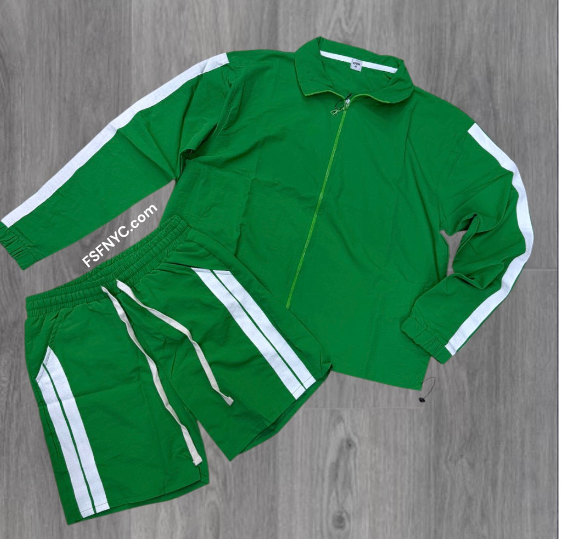 Baruda - Windbreaker zip Jacket Short Set - Kelly Green - 2026