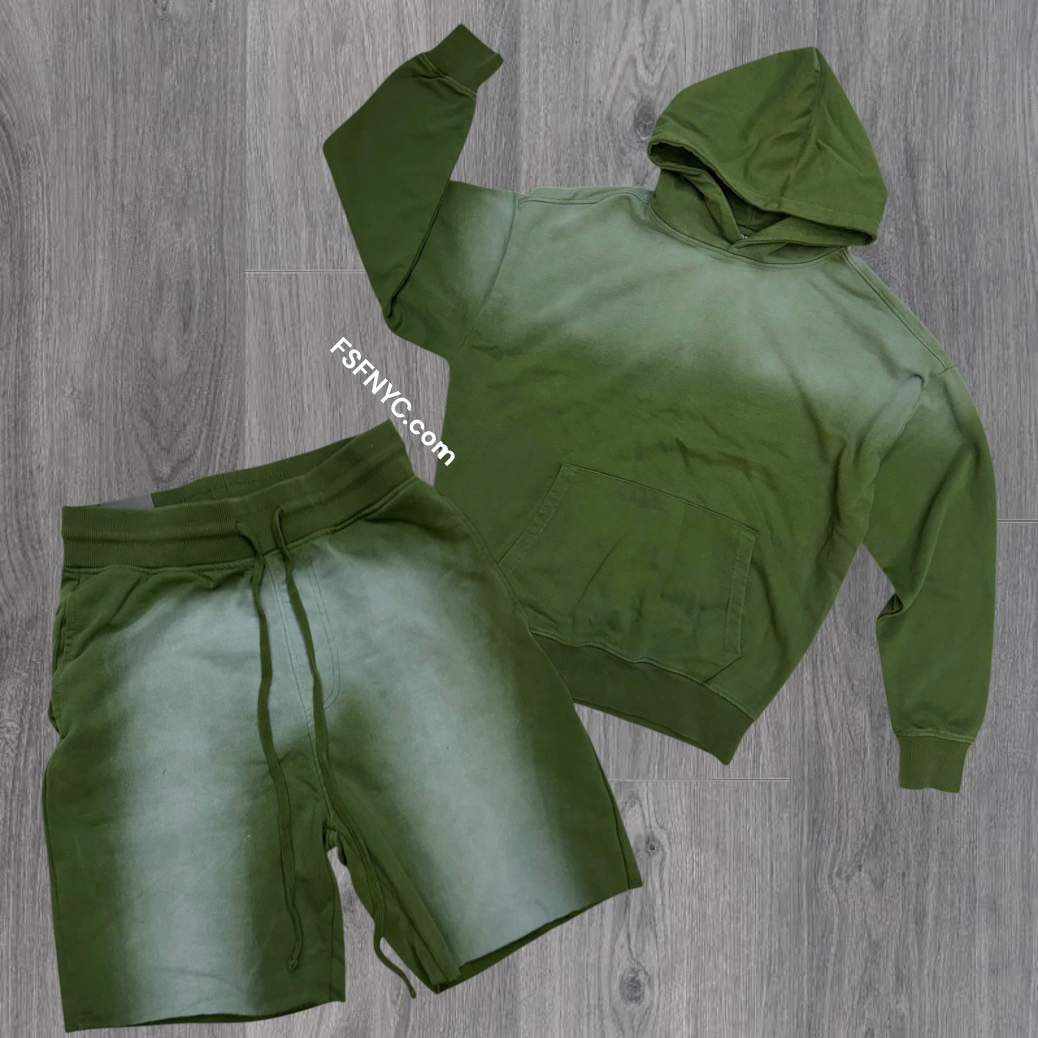 Rebel - Hoodie Short Set - Olive