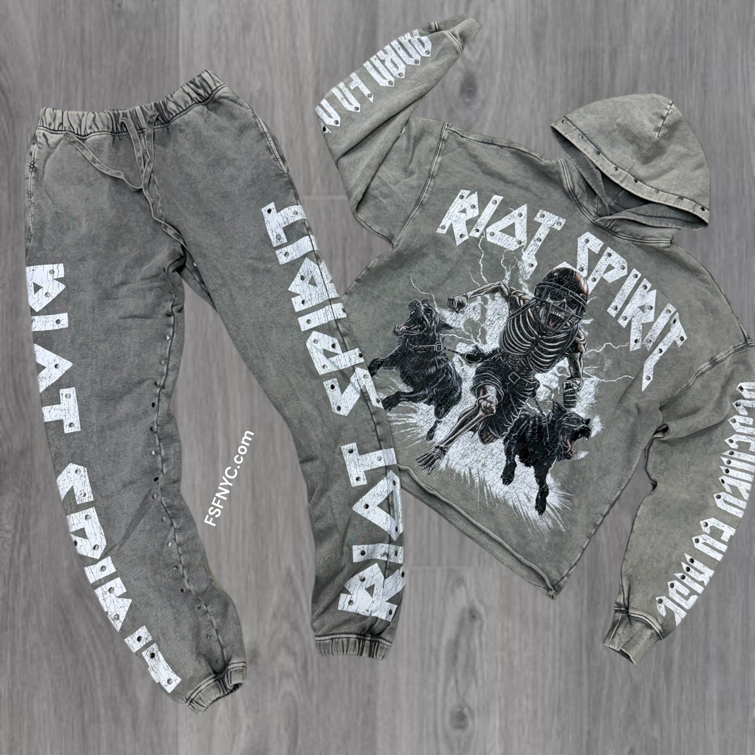 Roku - Set - Riot  Sweat Suit - Acid Grey - 1747