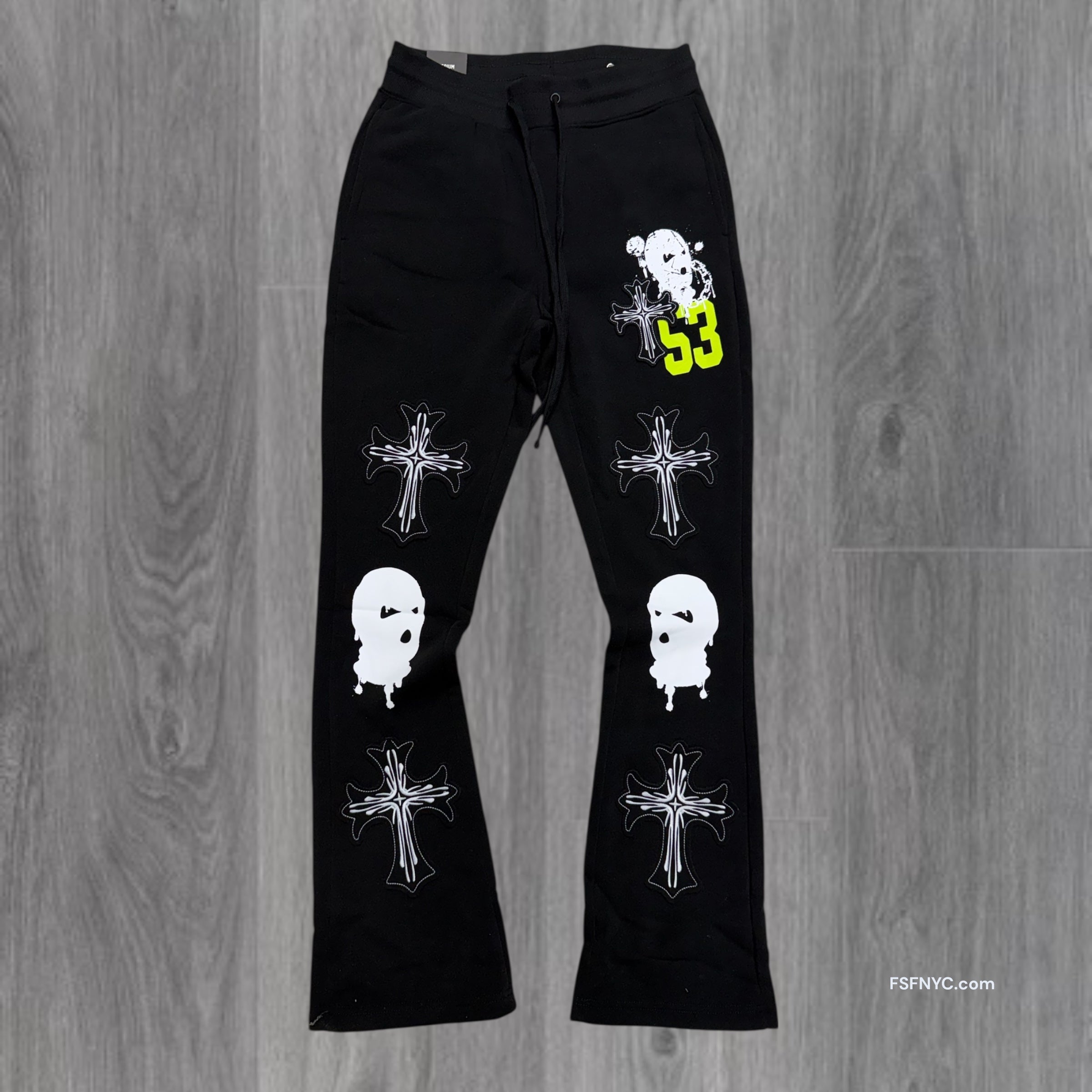 Rebel - Stacked Sweat Pants - Black - 419