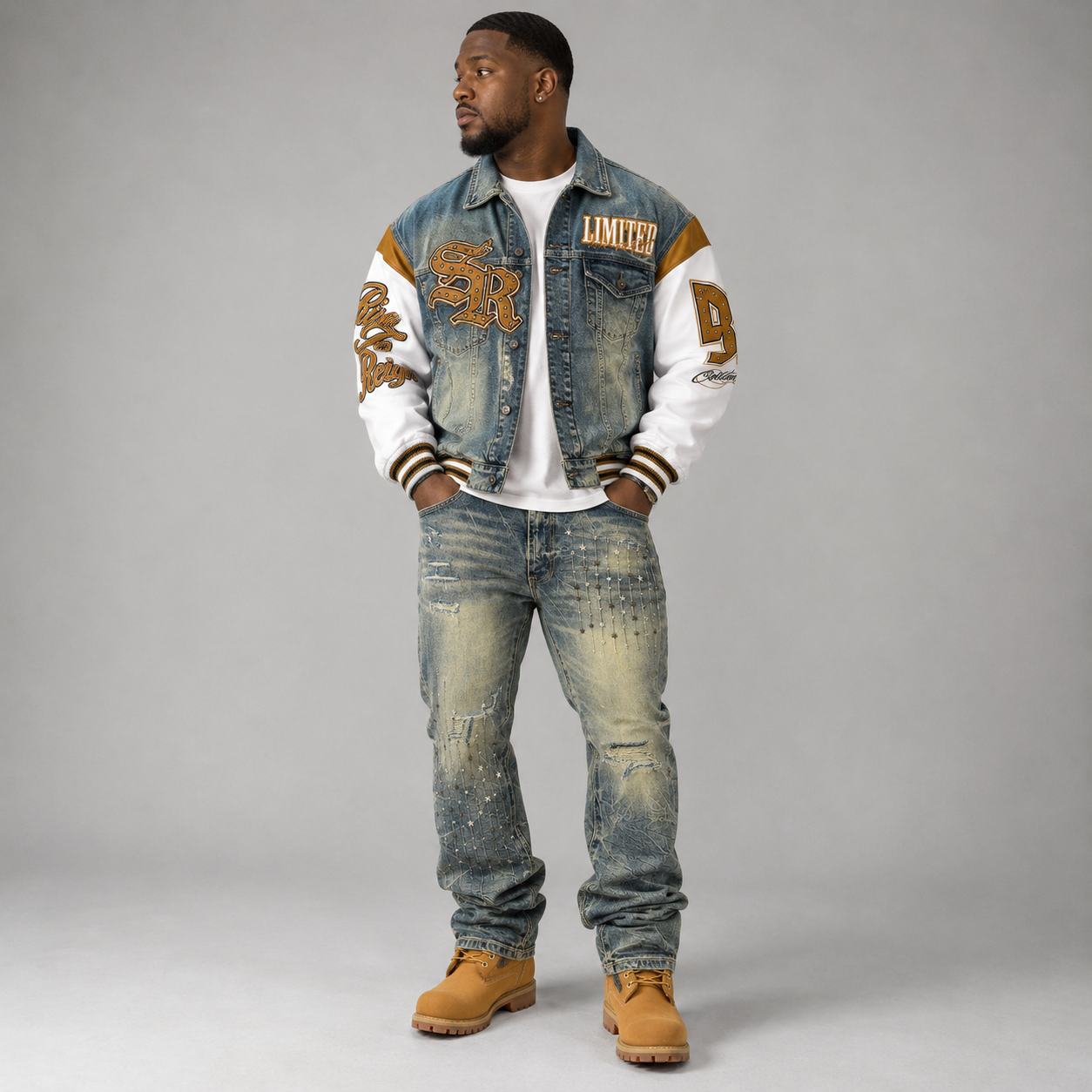 Rise - Reigh Varsity Denim Jacket - OWBL - F5445