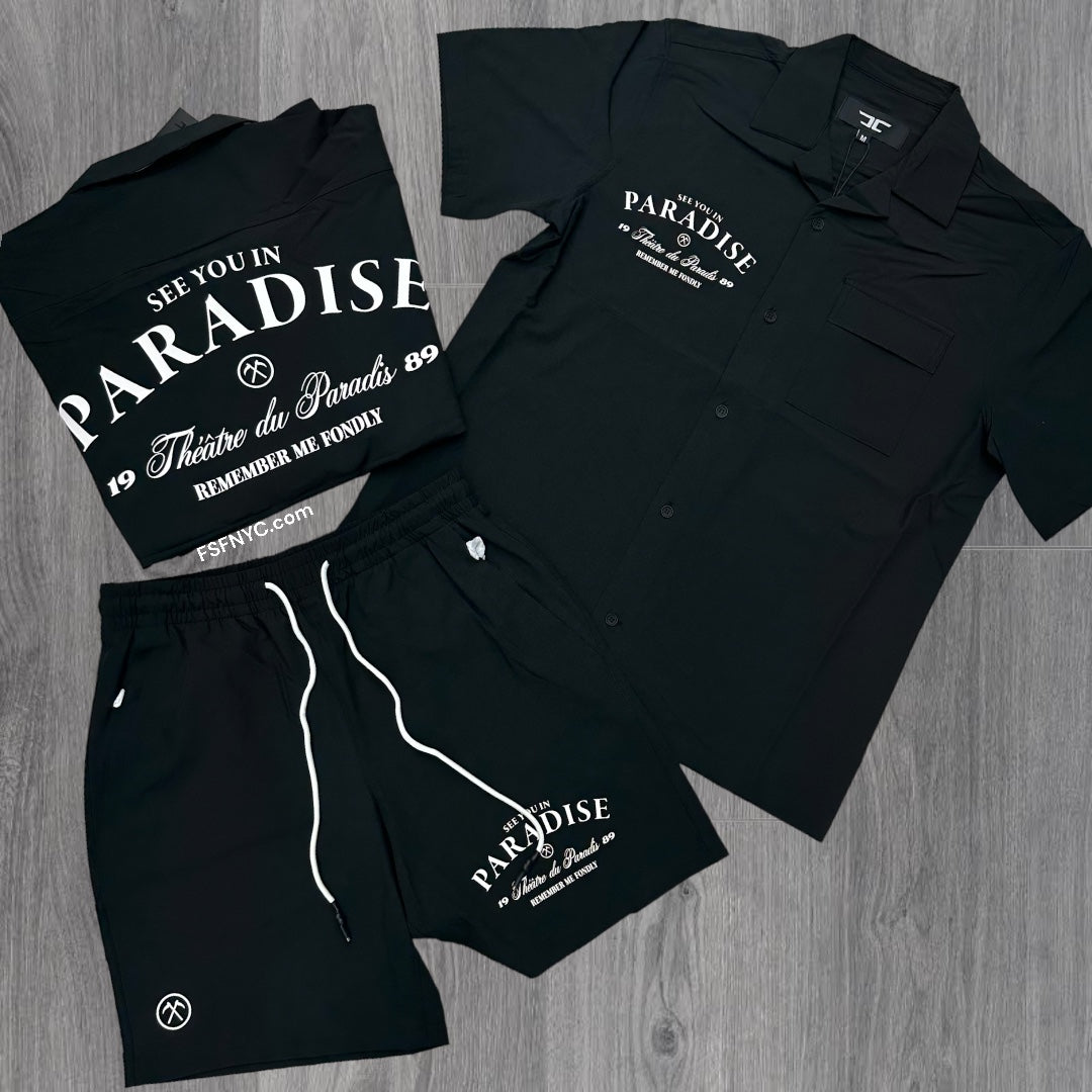 JC See You In Paradise Shirt Set Black 2553