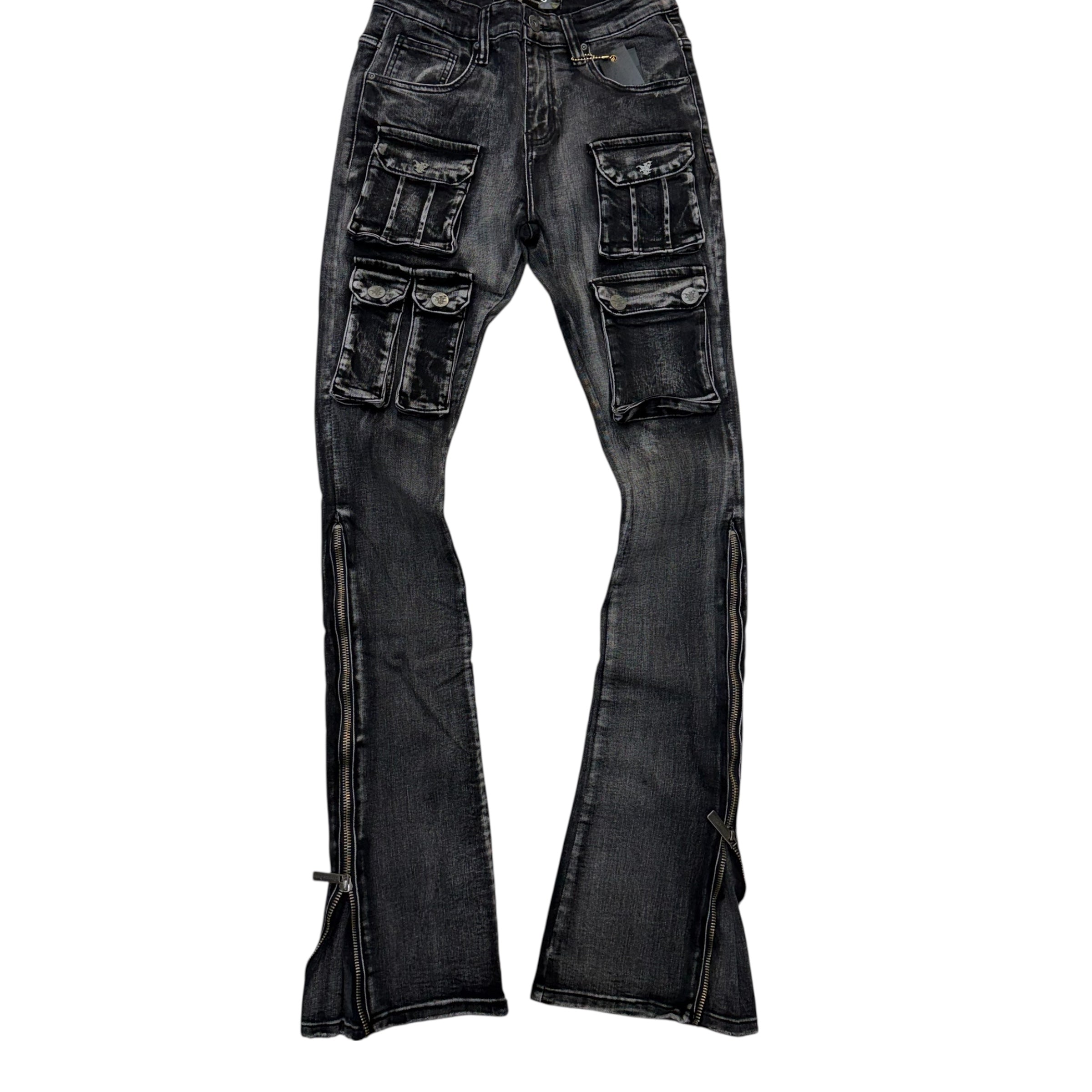 Vicious- Stacked Utility Denim - Black - VC725R