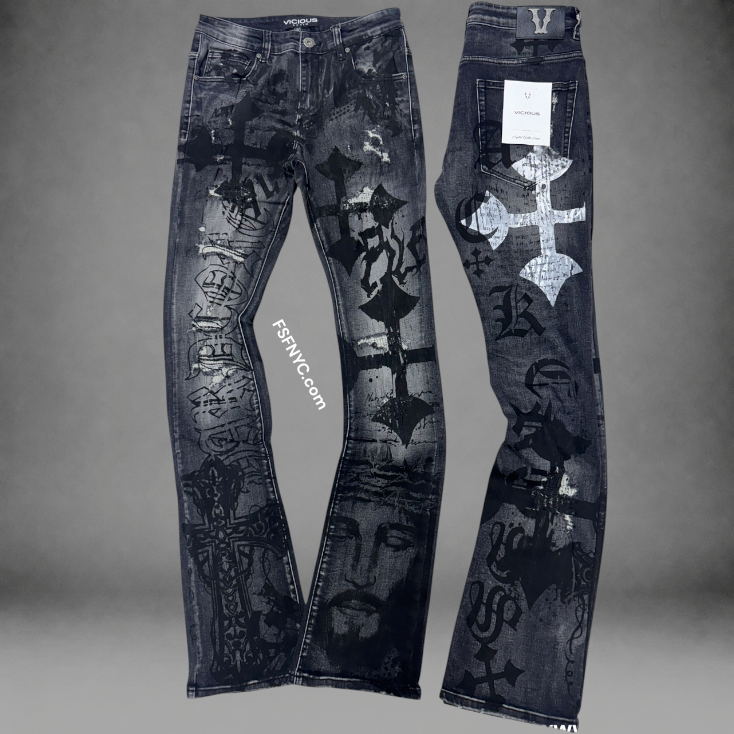 Vicious - Flare Artwork Denim - V.Grey - VC1135