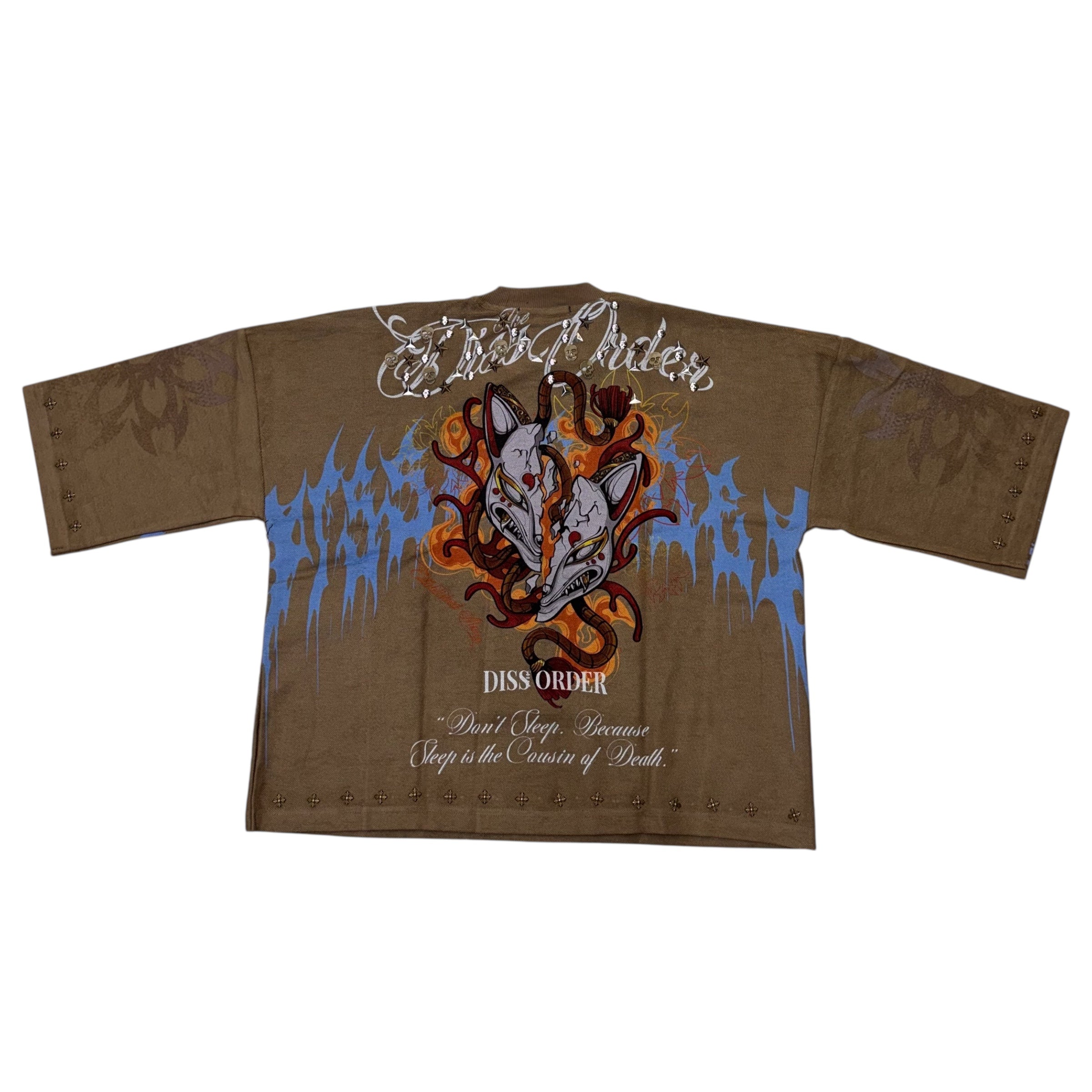 DTO Studded Flamed Mask T-Shirt Mud DS364