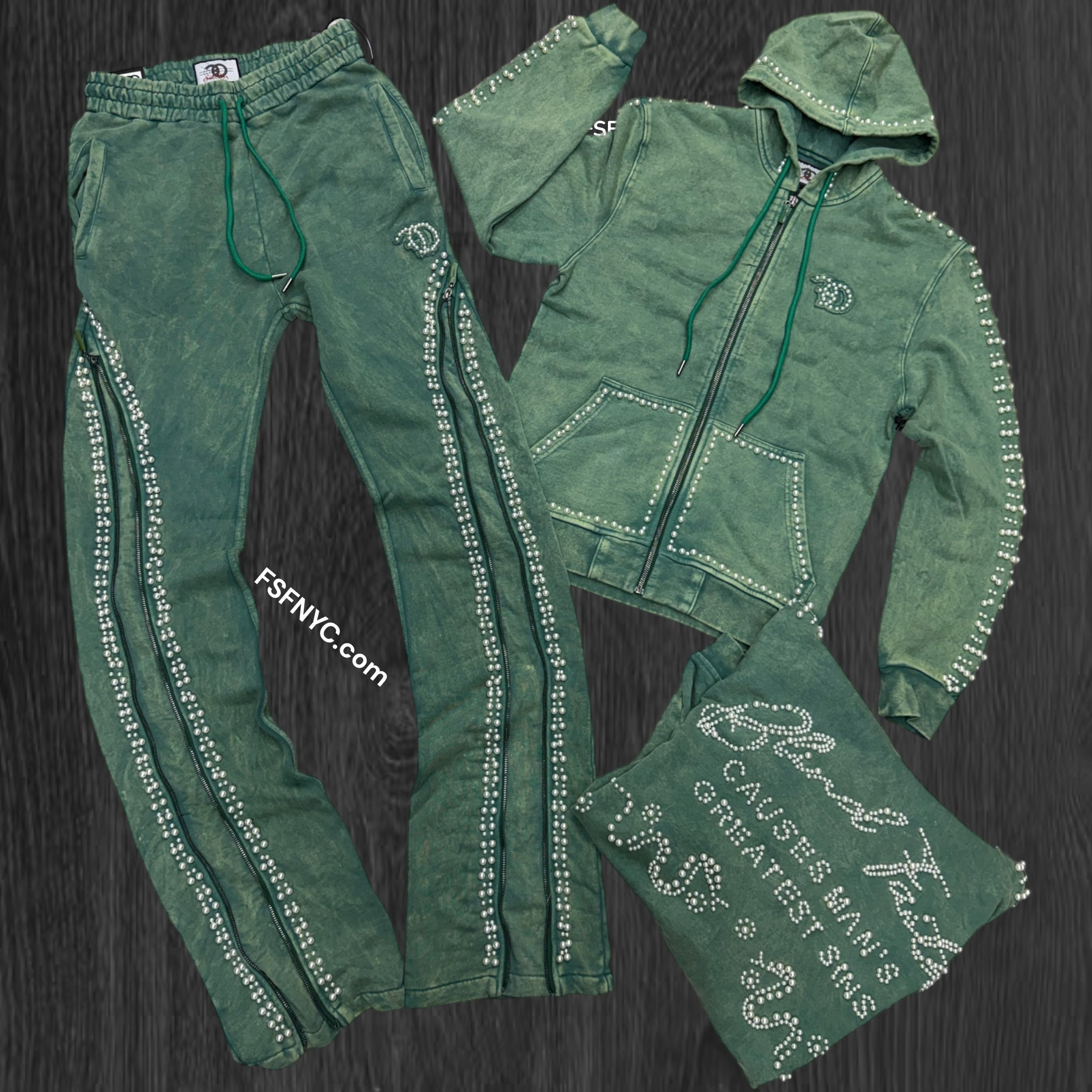 FO - Stacked Acid Wash Sweat suits - Green see