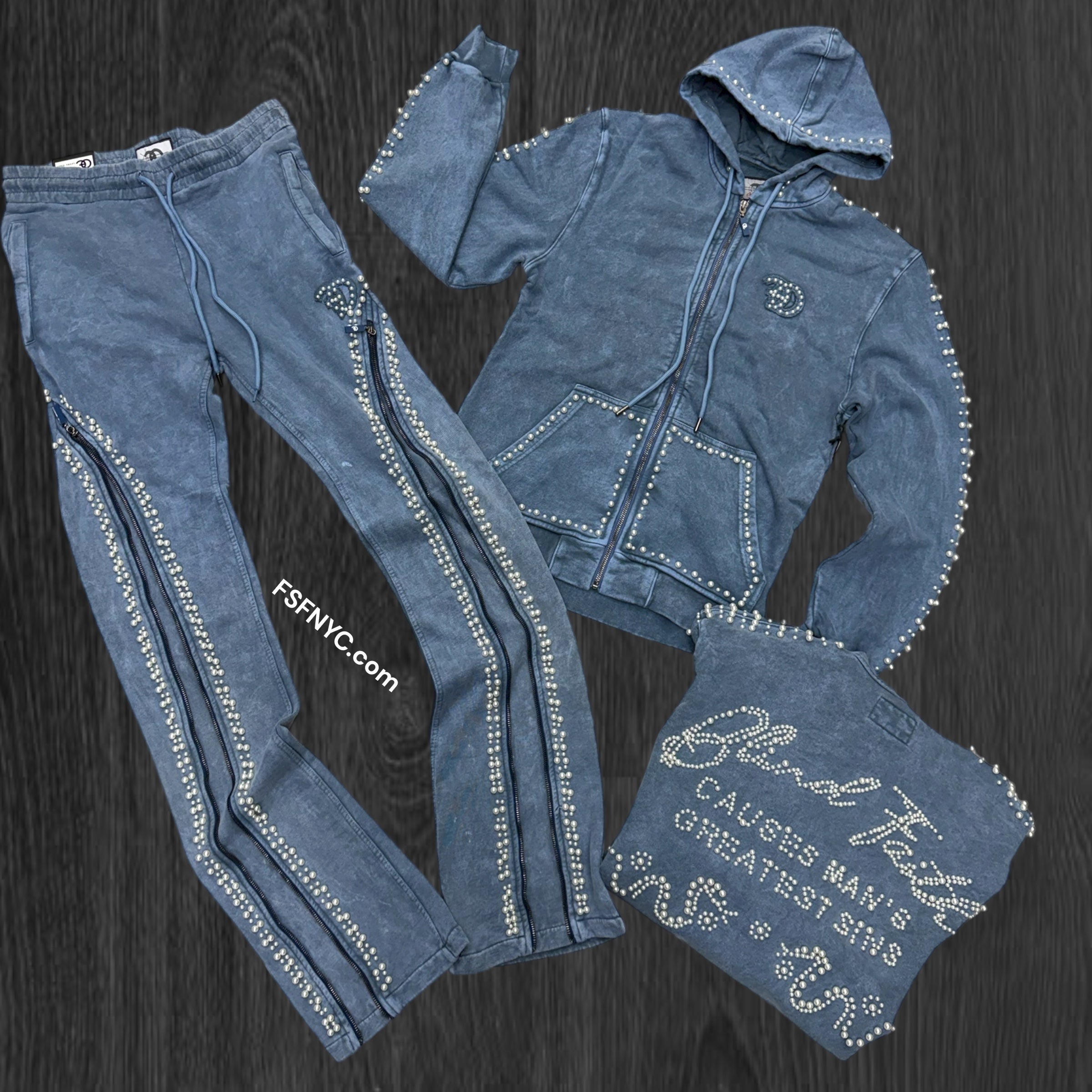 FO - Stacked Acid Wash Sweat suits - Blue