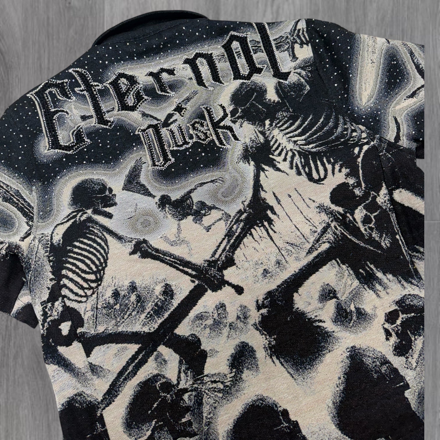 R- bottom down tapestry shirt - Black -12704