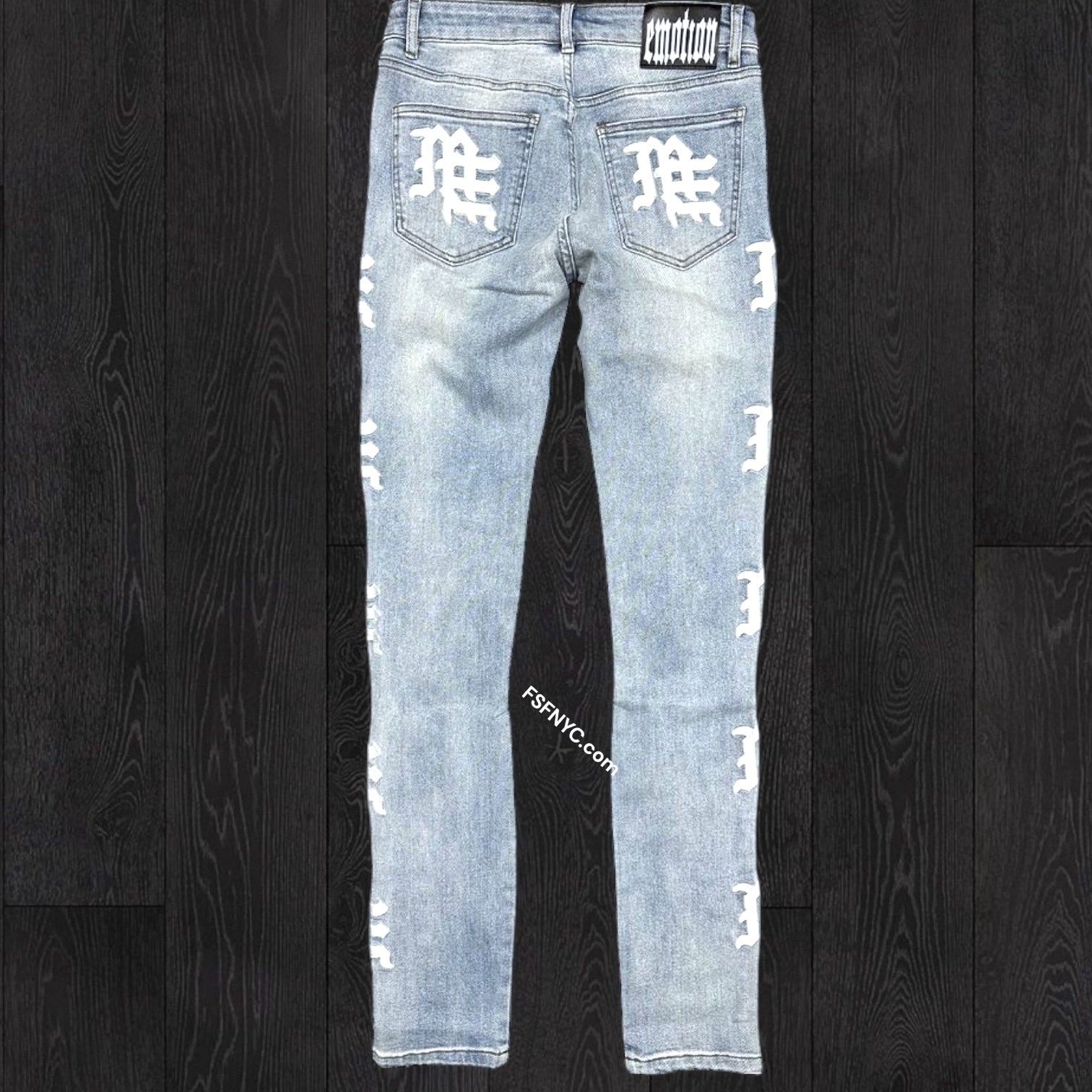 Emotions- Slim Fit Monogram Denim - Sea Blue