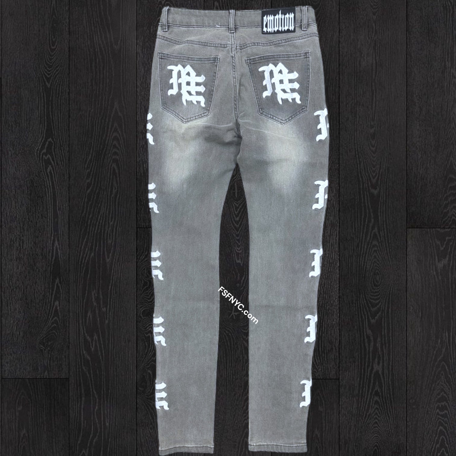 Emotions- Slim Fit Monogram Denim - Grey