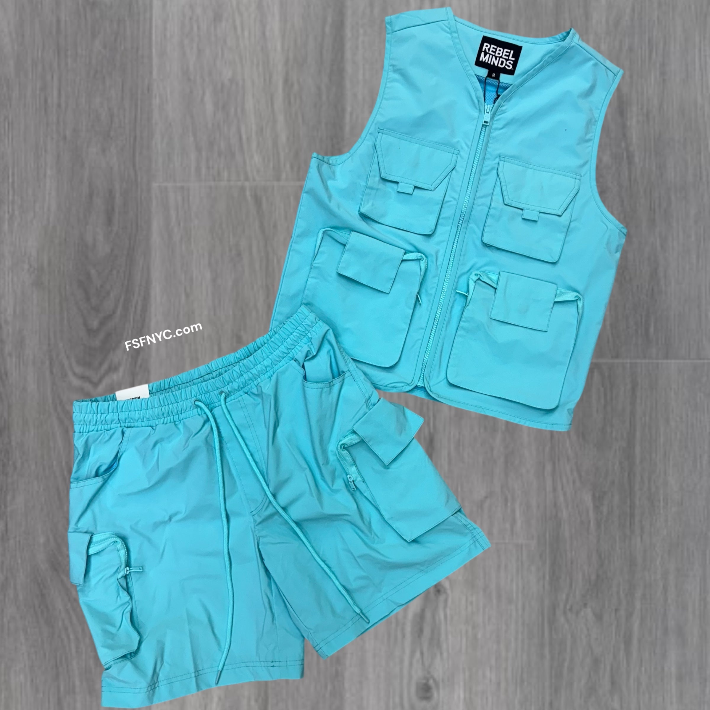 Rebel Nylon Utility Vest short Set Mint 510 911