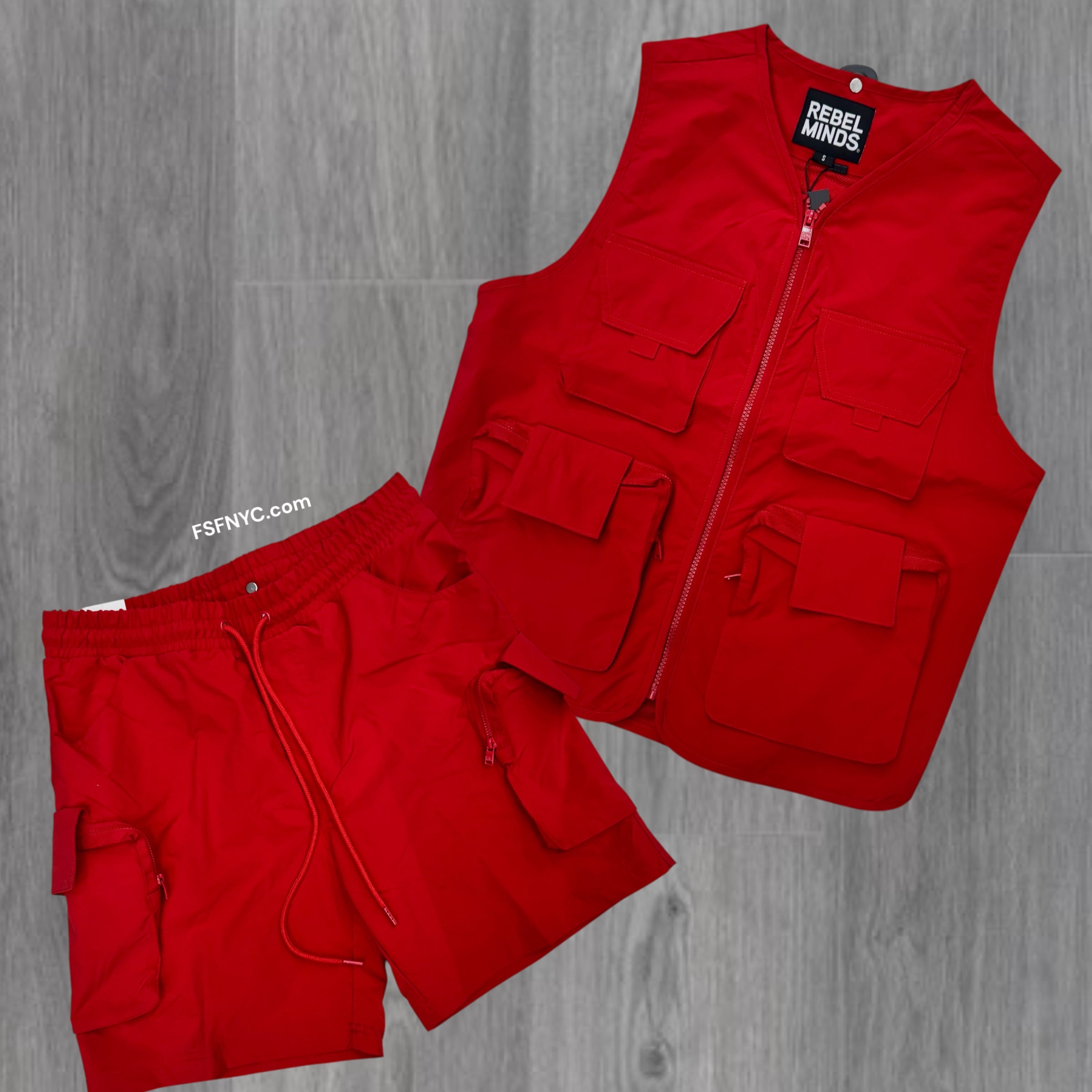 Rebel Nylon Utility Vest short Set Red 510 911