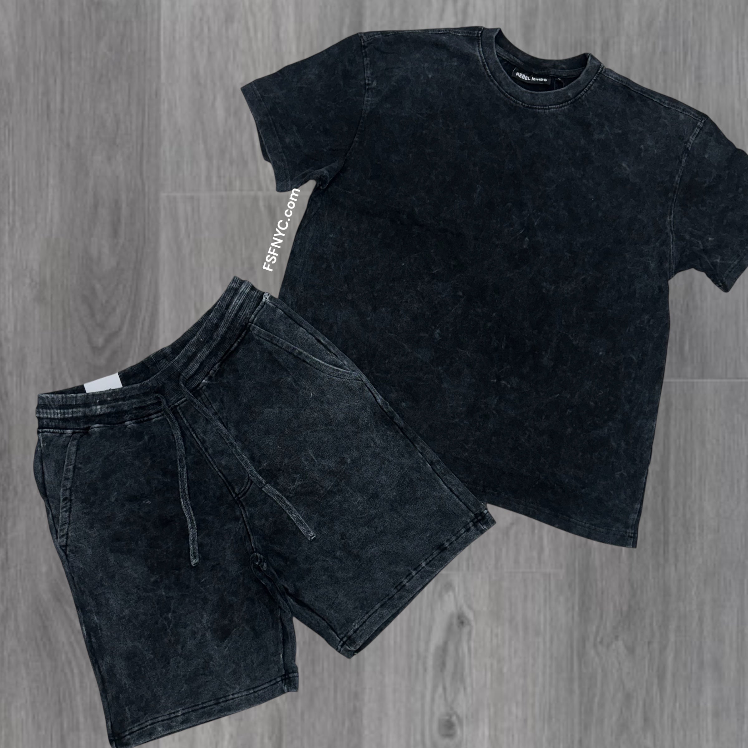 RS Acid Wash Short Set Black 101 901