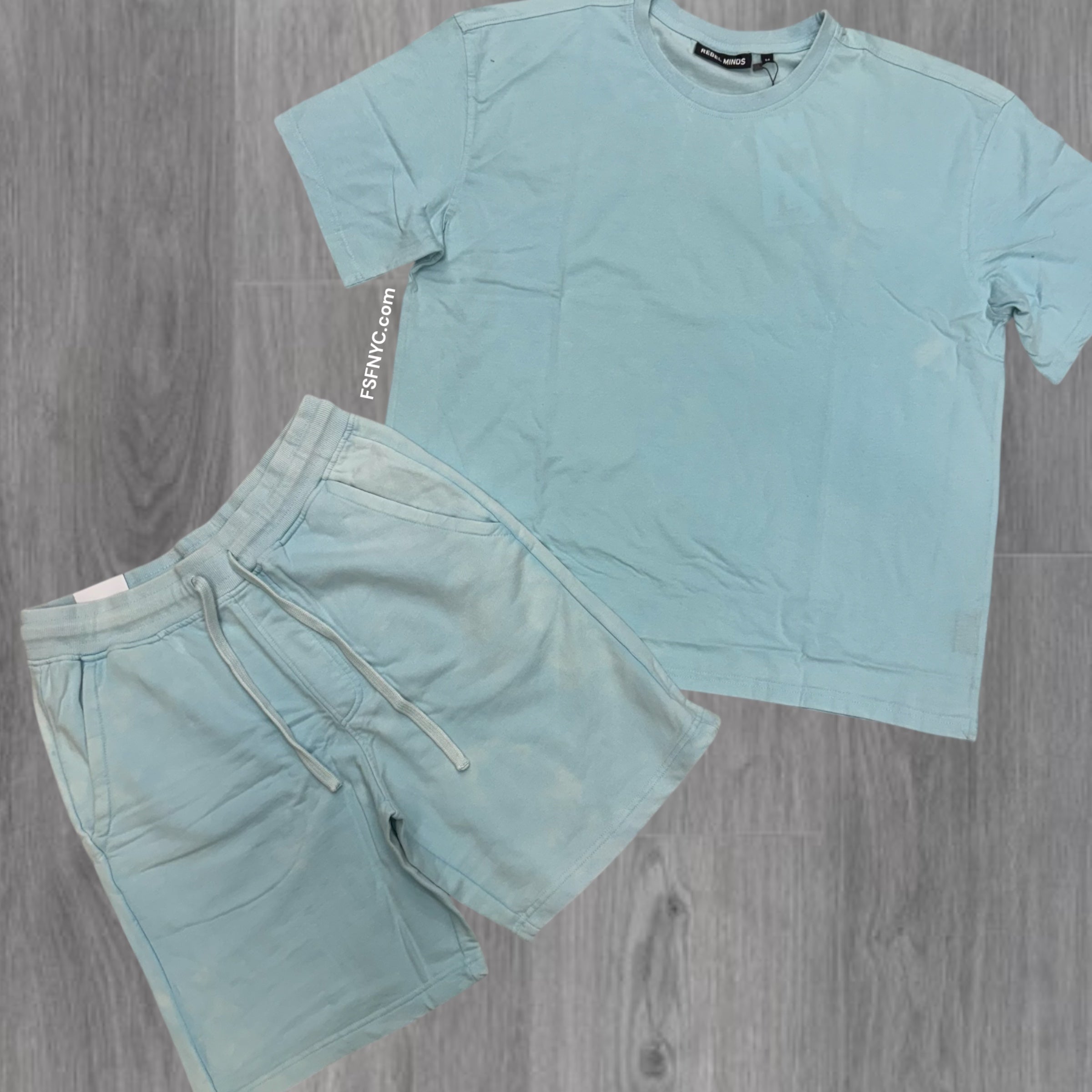 RS Acid Wash Short Set Sky Blue 101 901