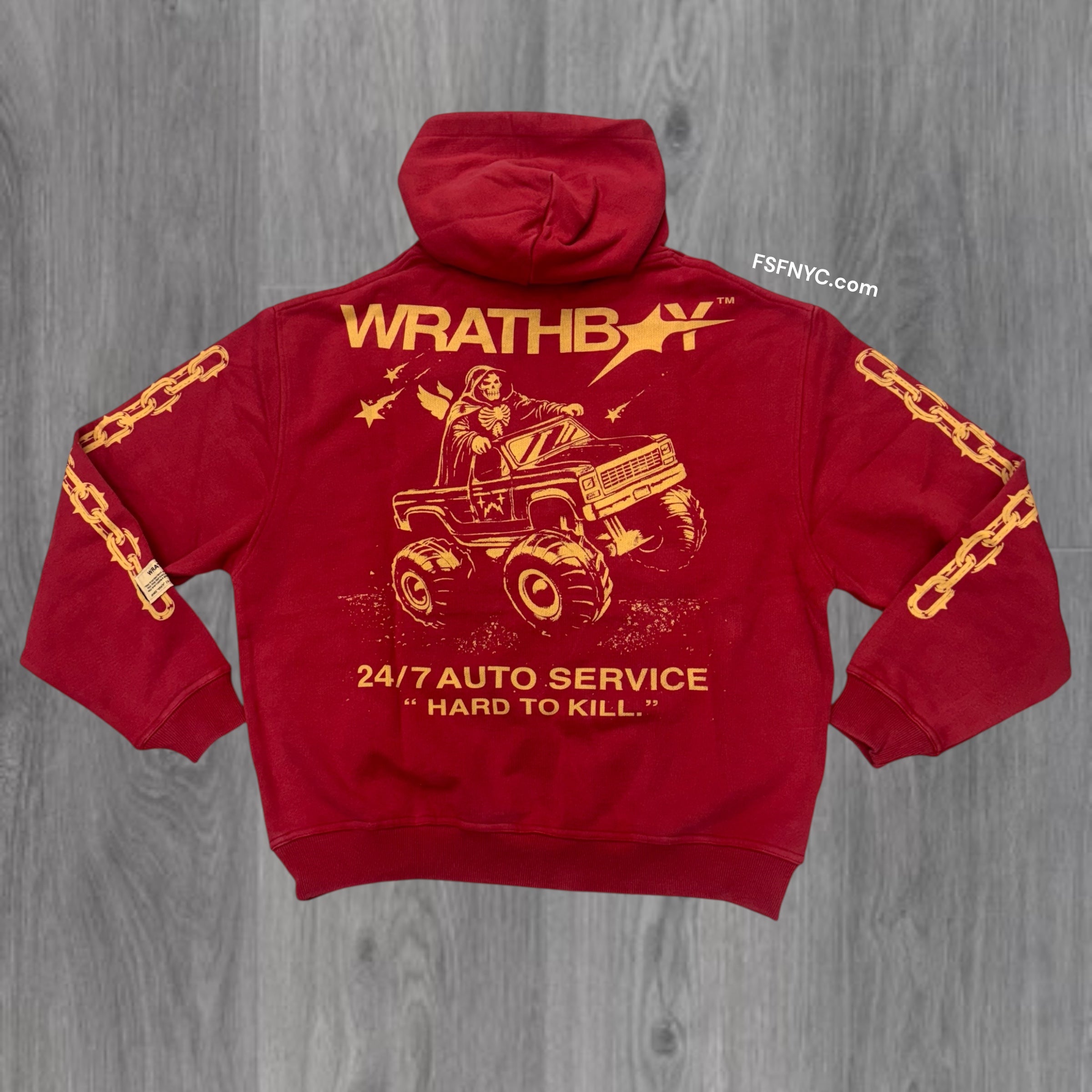 WRATHBOY - 24/7 Auto Service Hoodie - Burgundy - 083