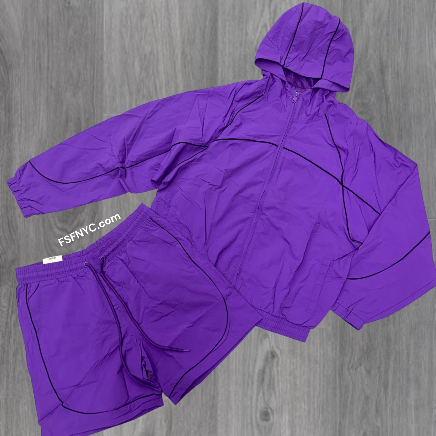 Rebel - Piping Nylon short/Jacket Set - Purple - 502 902