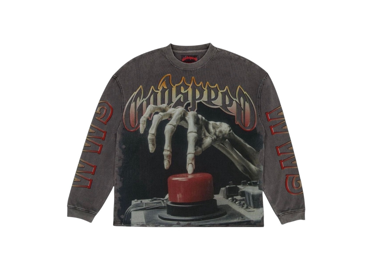 God Speed Code Red Long Sleeve Grey Wash