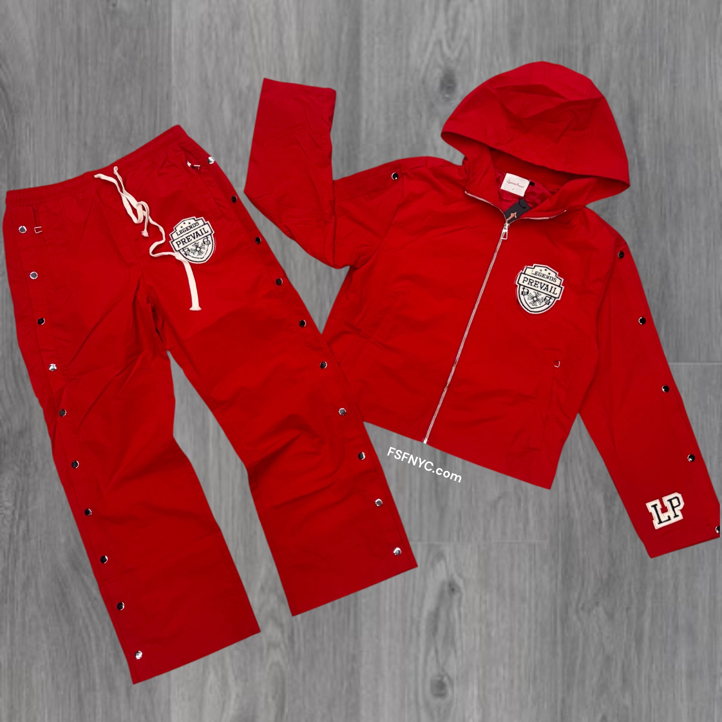 Prevail- Windbreaker “93” Zip Hood Jacket Set - Red