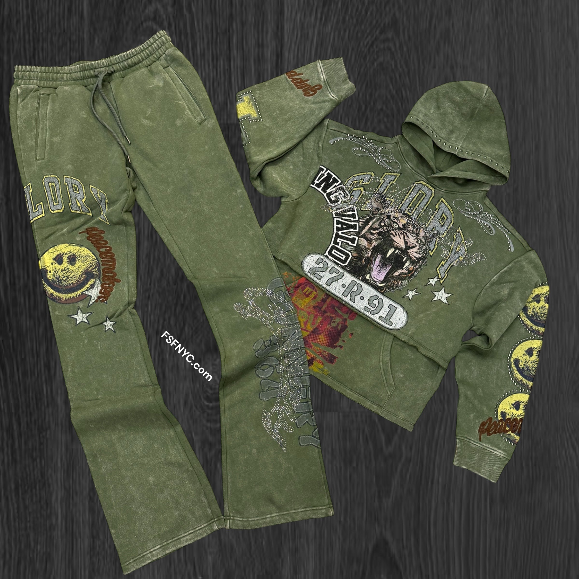 Rise - Stacked Sweat Suit - Army - 25669