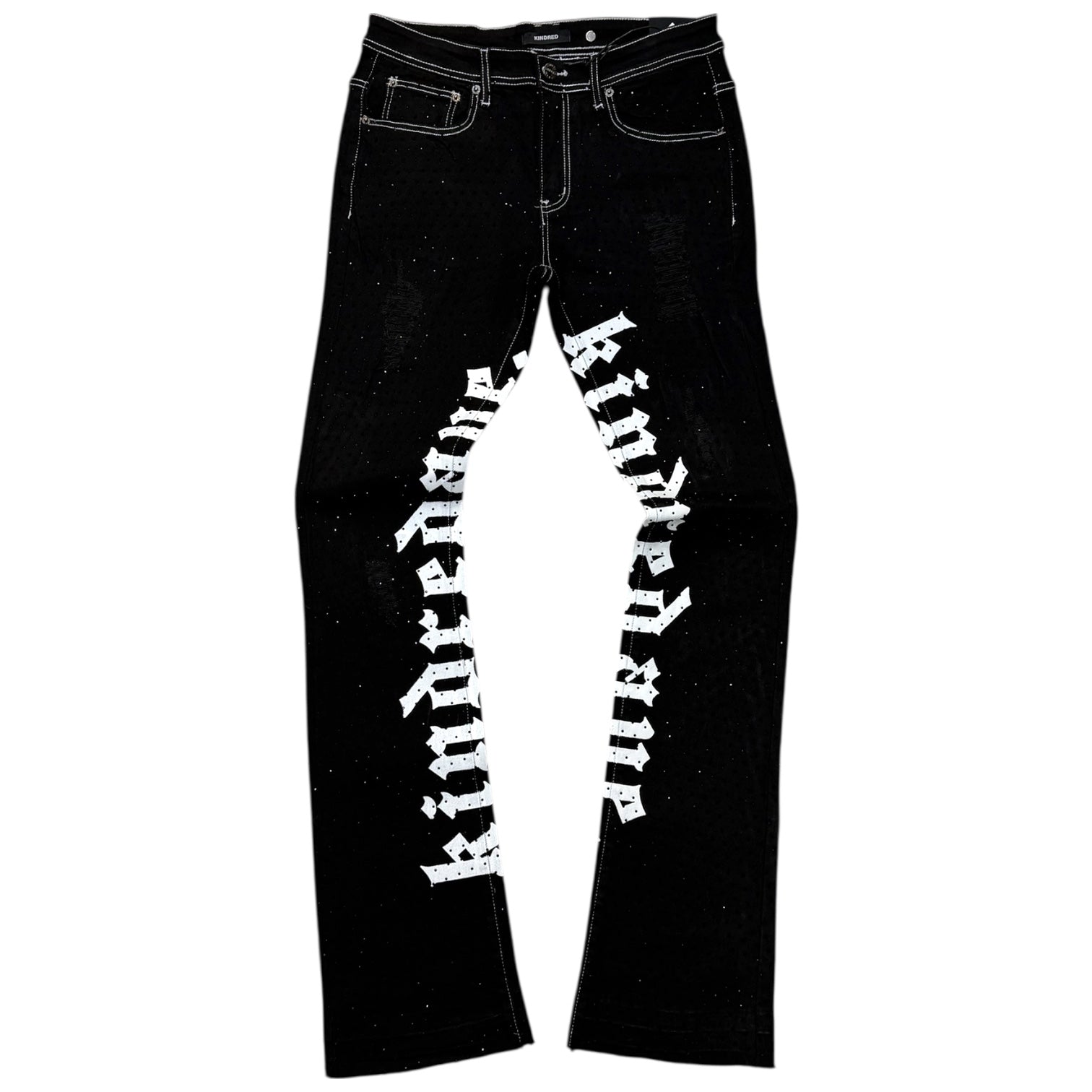 KD - Stacked Rhinestone W/Stitch Denim - Black - 2211