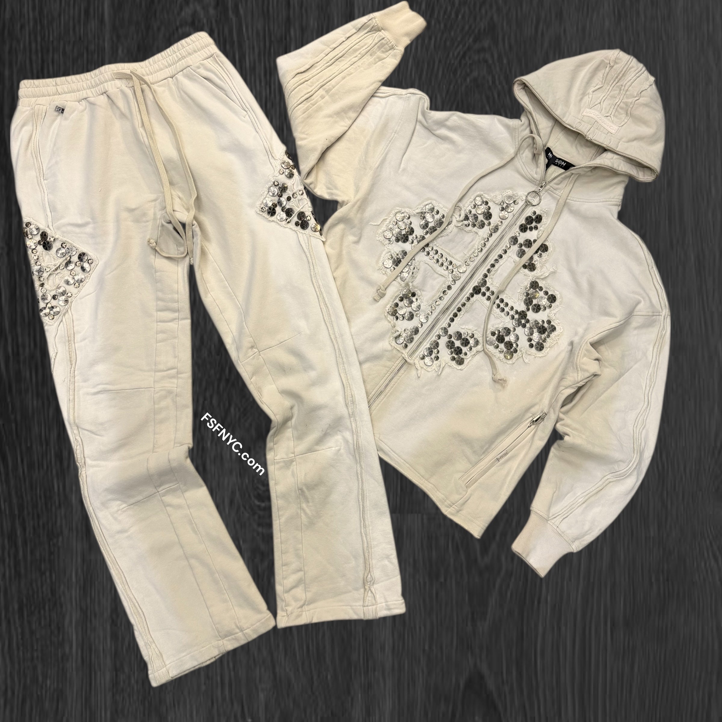 HDSON - Stacked “KNIGHT” Studded Sweatsuit Suit - SAIL - 622 623