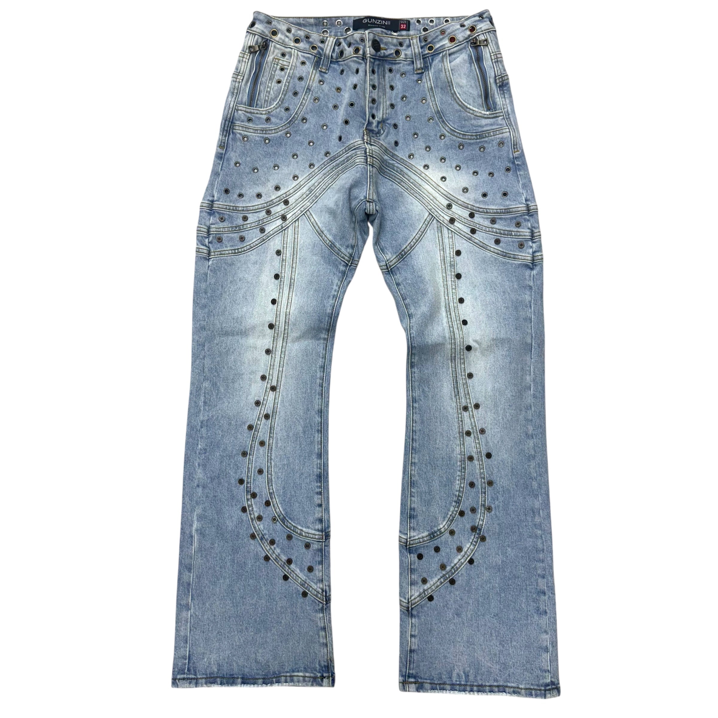 Gunzinii - Studded Flare Fit Denim - L.Blue - GZ774