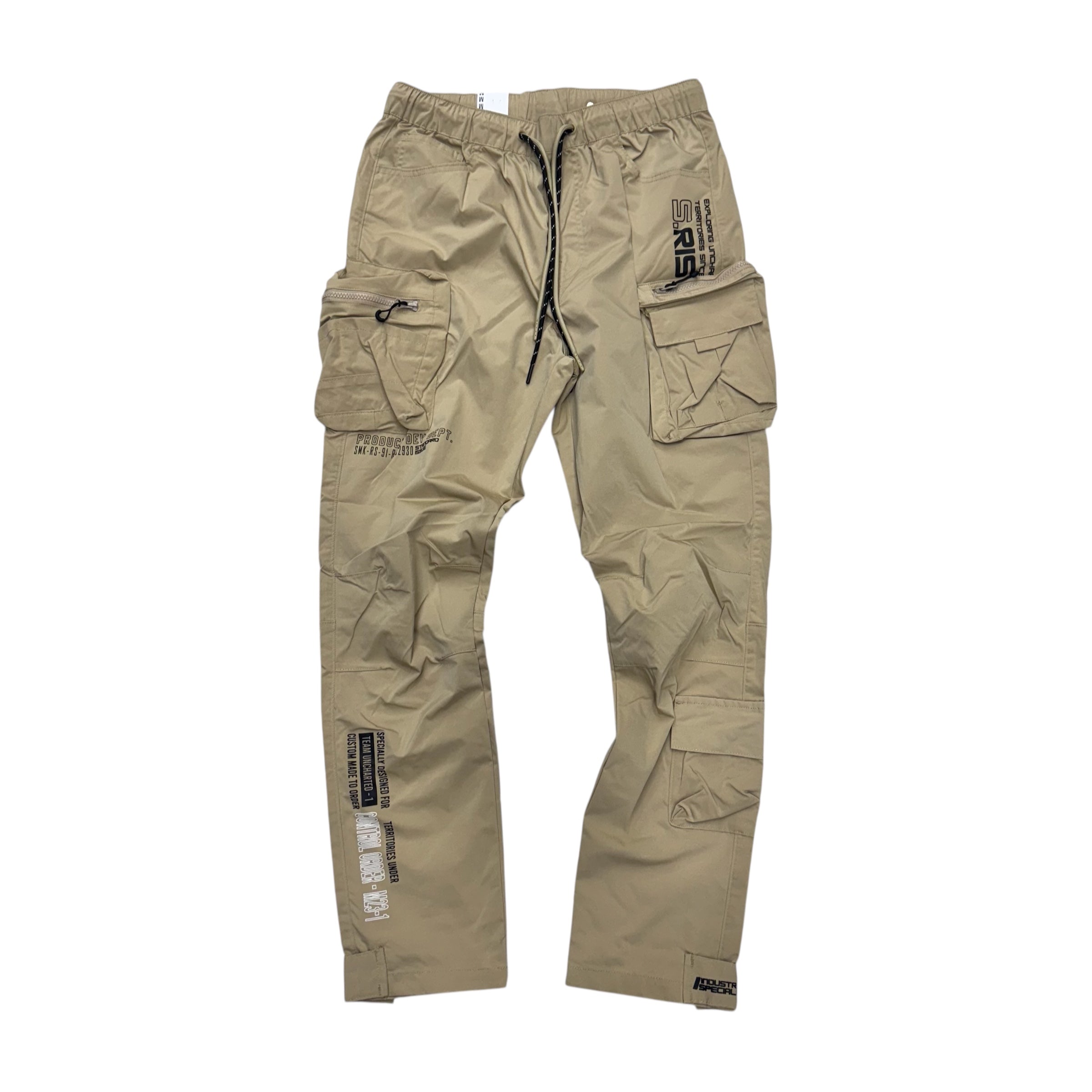 Rise Utility Nylon Cargo Pants - Khaki - 23582