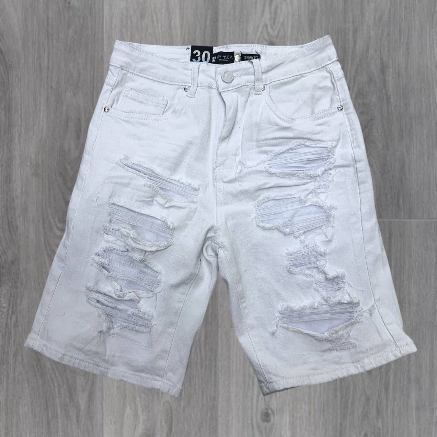 W - Distress Denim Shorts - White - M7592T
