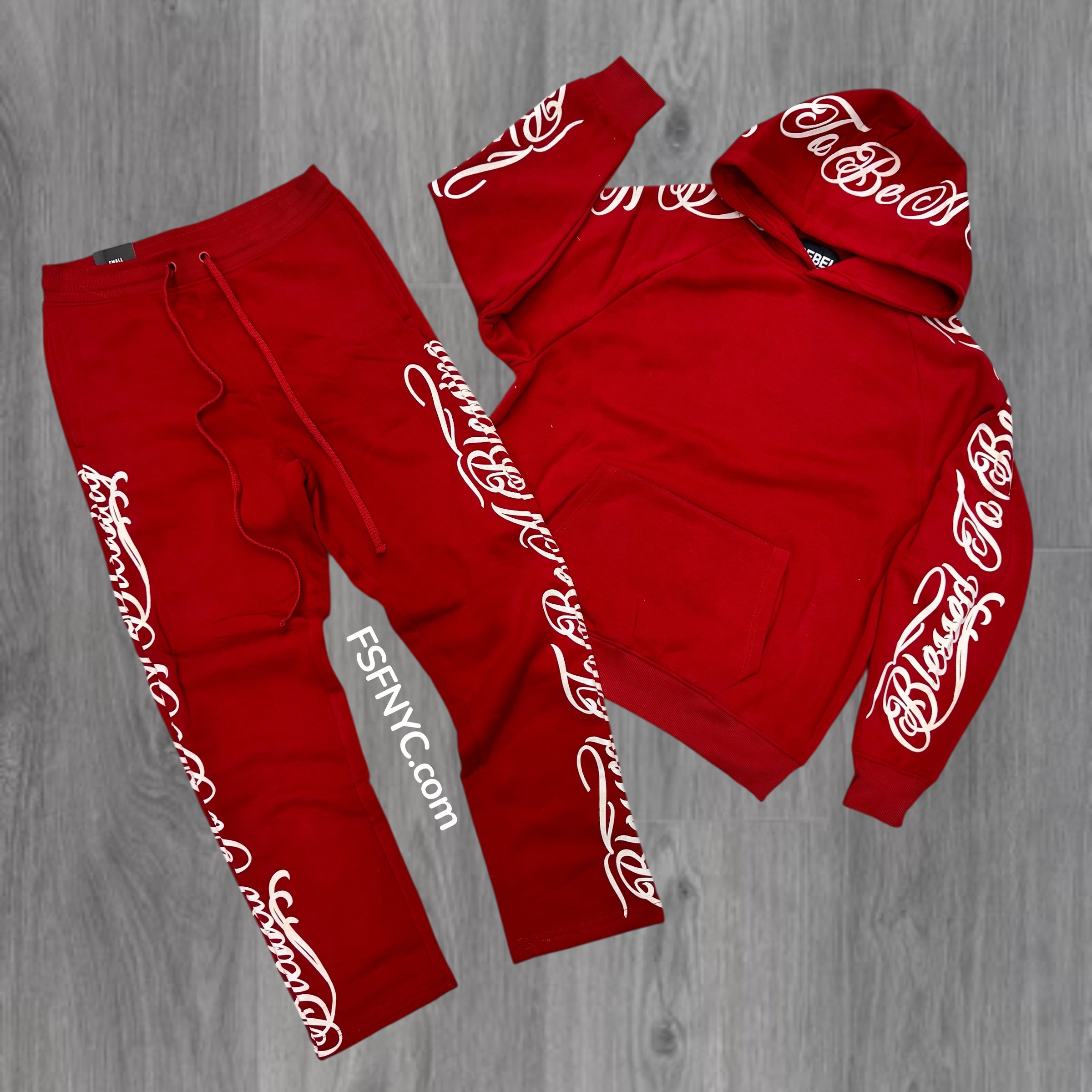 Rebel - Stacked Blessed Sweat Suit - Red - 311 411