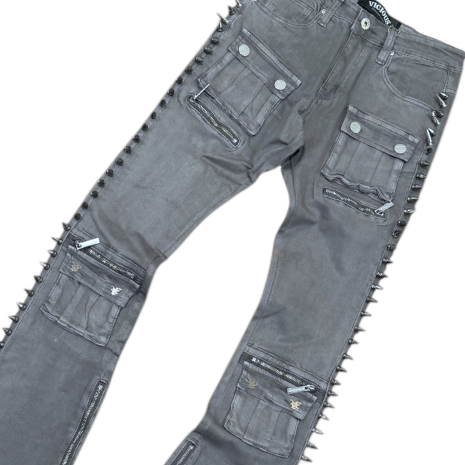 Vicious - STACKED WAXED SPIKE DENIM - Grey - VC918 Z
