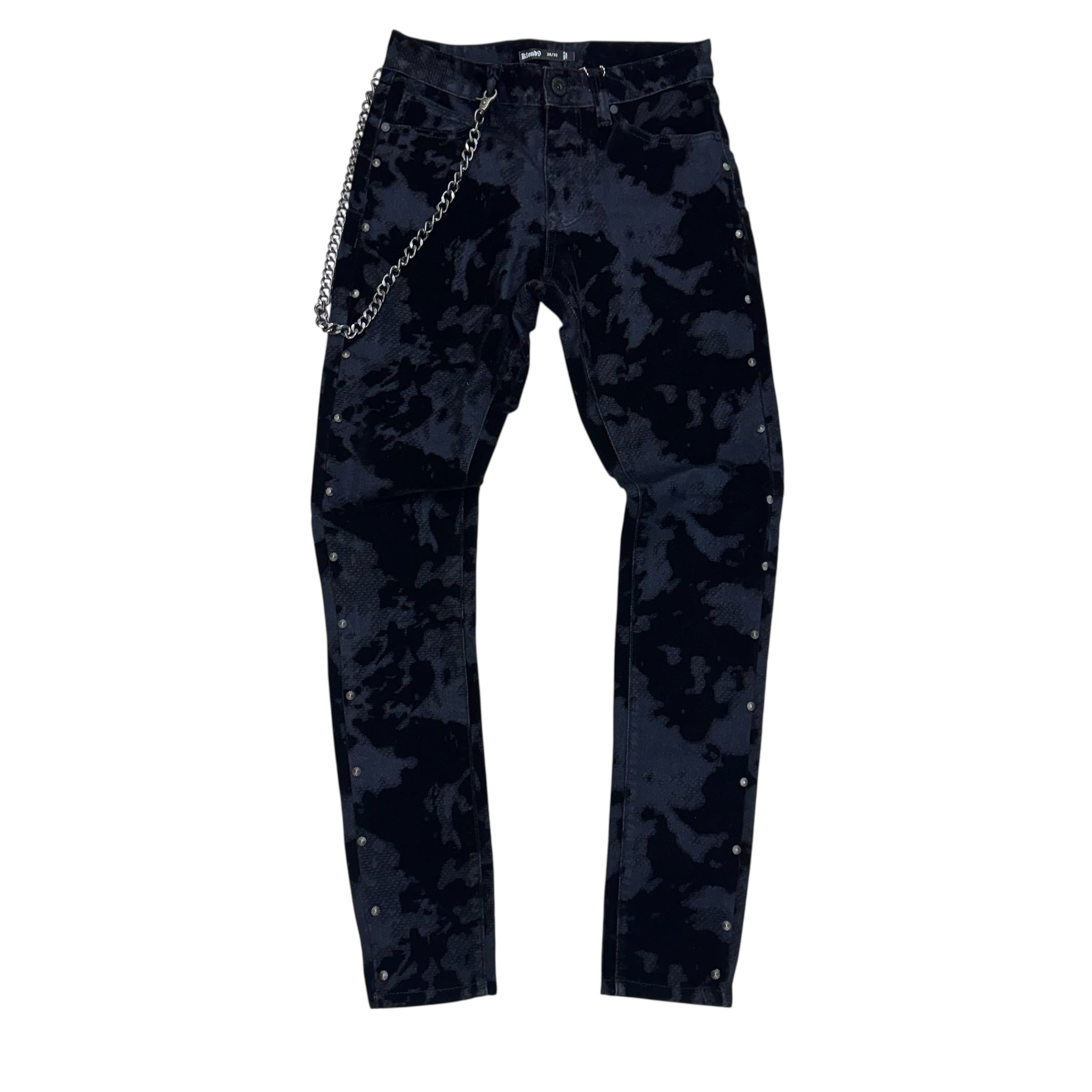 Kloud-Studded Velour Denim Jeans P25345 Black