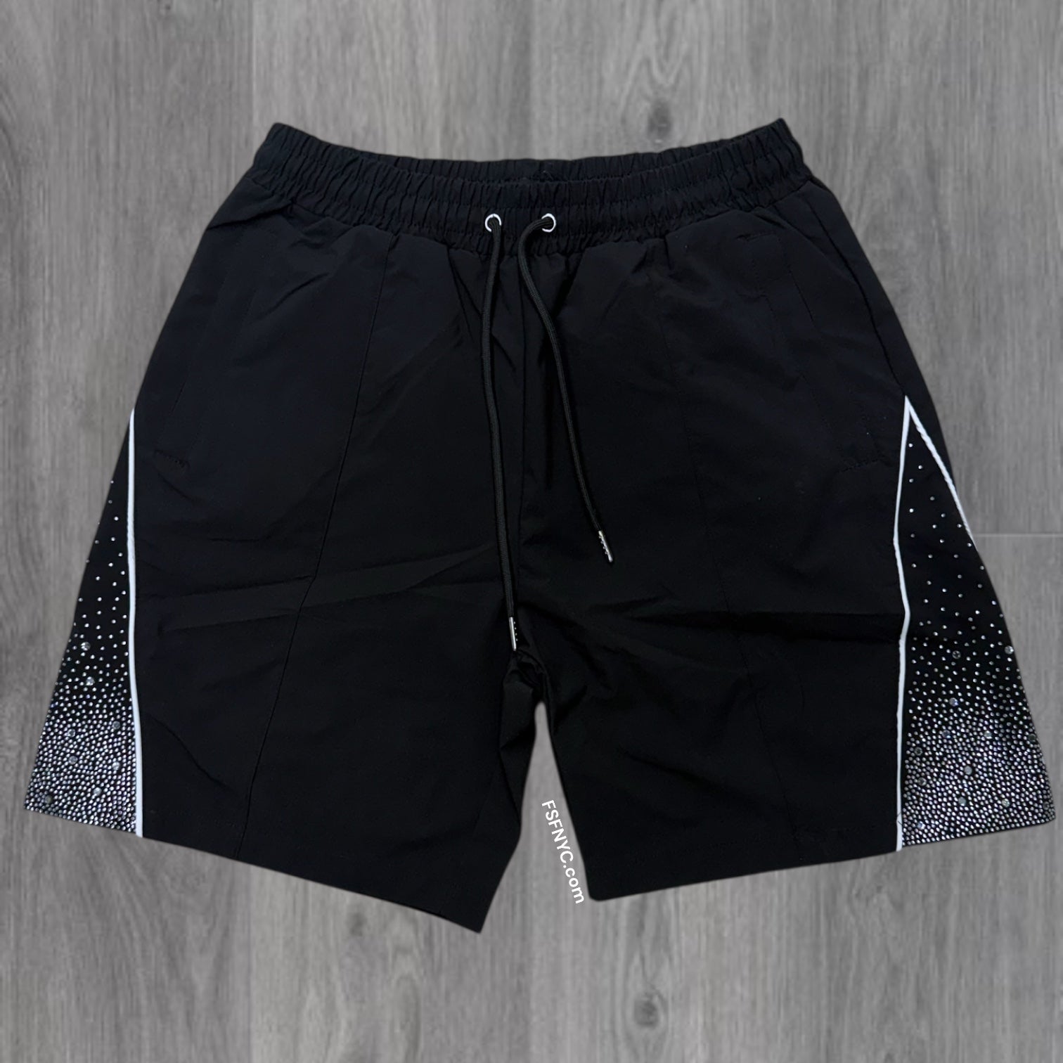 Baruda - Rhinestone Nylon Shorts - Black/Black