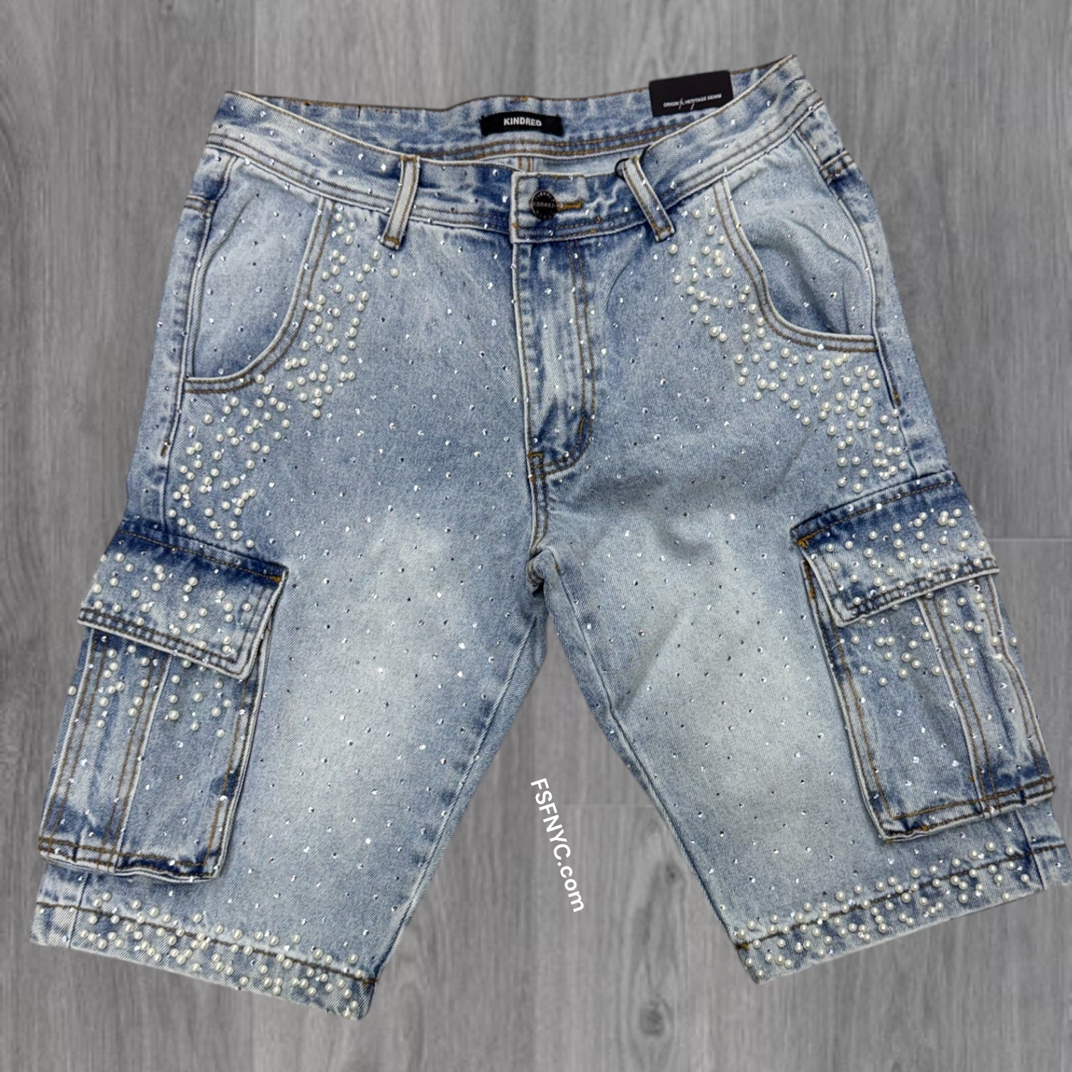 KD - Cargo Denim Shorts w/pearls - Blue - 2245s