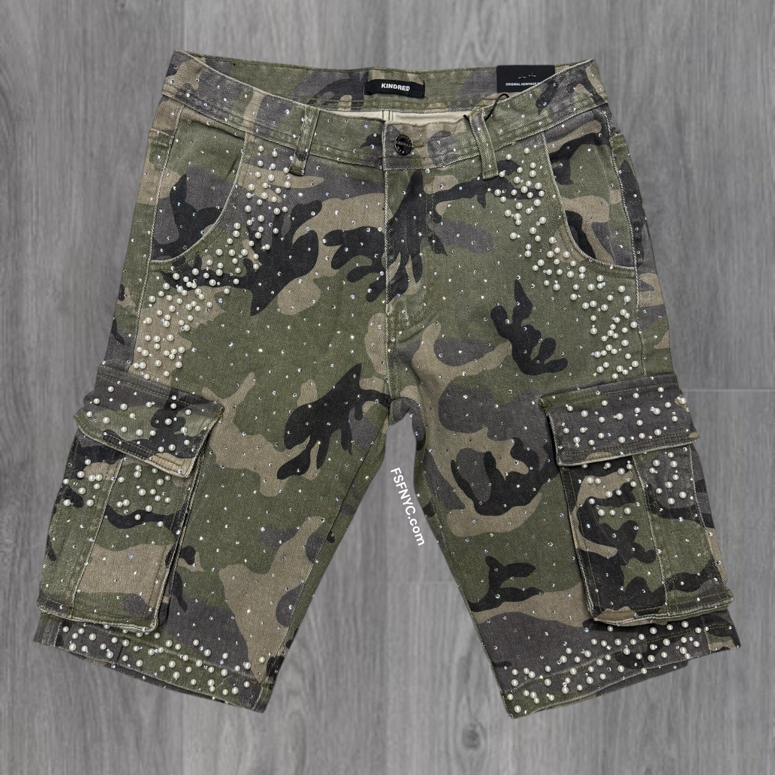 KD - Cargo Denim Shorts w/pearls - Camo - 2245s