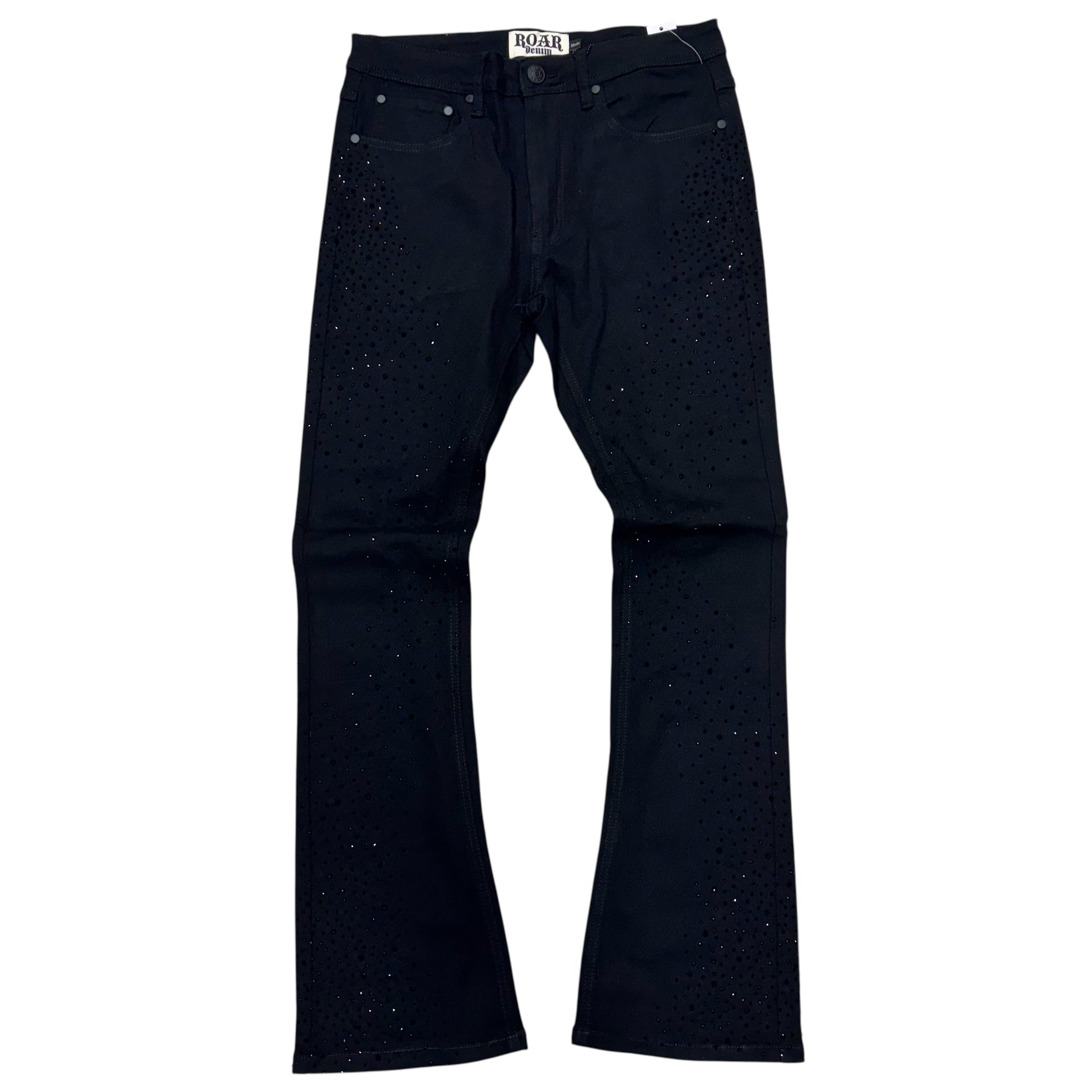 R3- Rhinestone Stacked Denim-Black-679