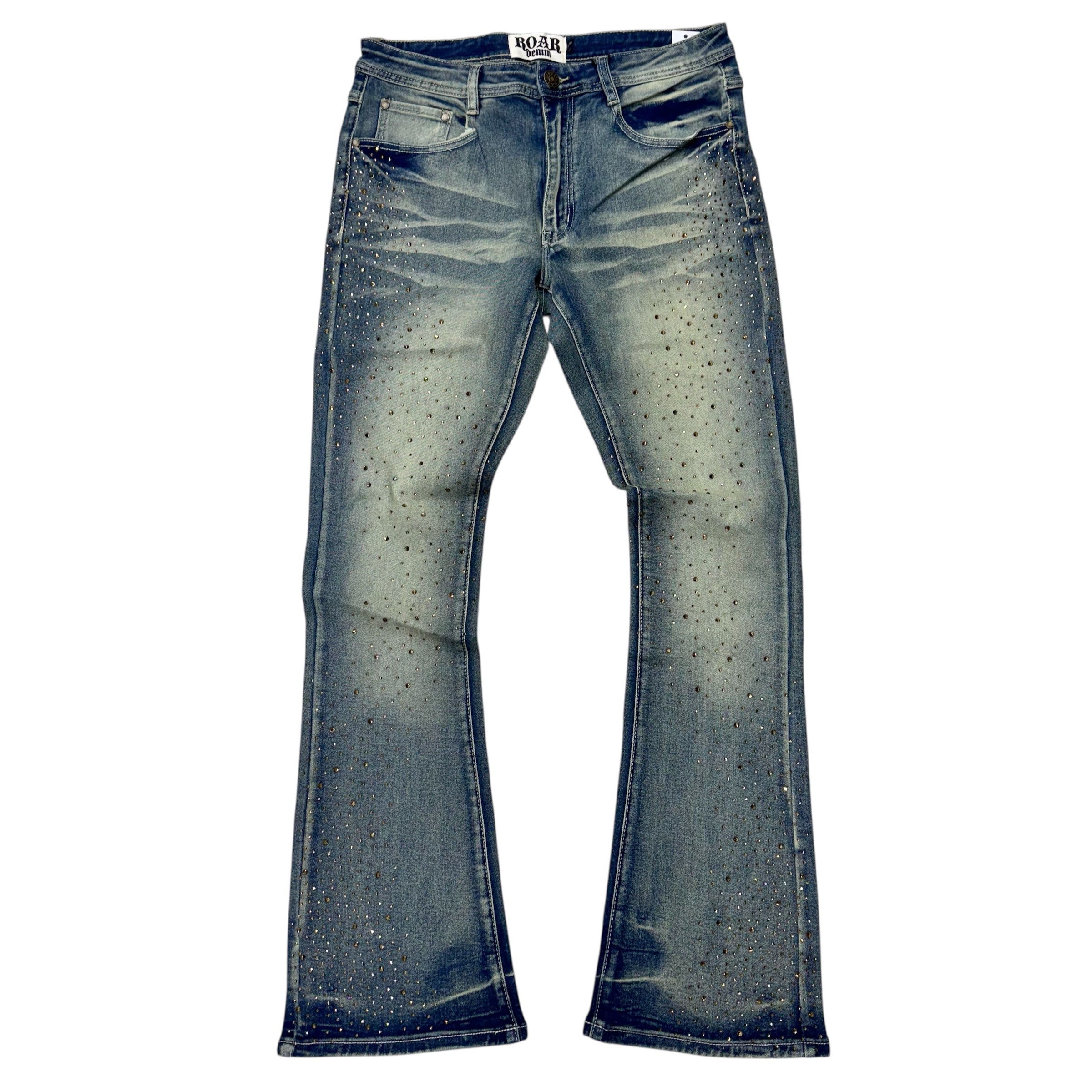 R3- Rhinestone Stacked Denim-Vintage- 669