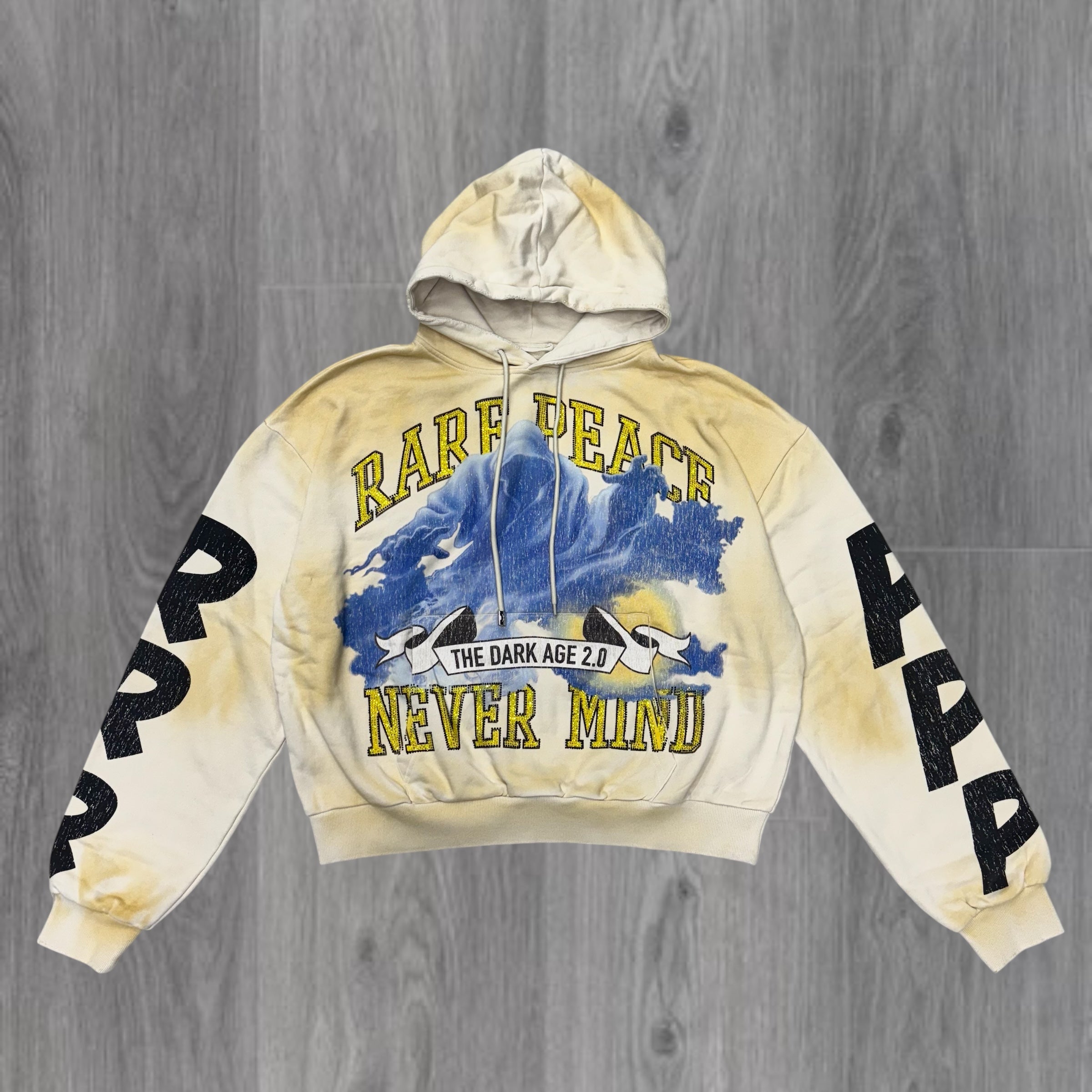 RP-Never Mind Rhinestone Pullover Hoodie-Ecru 5038