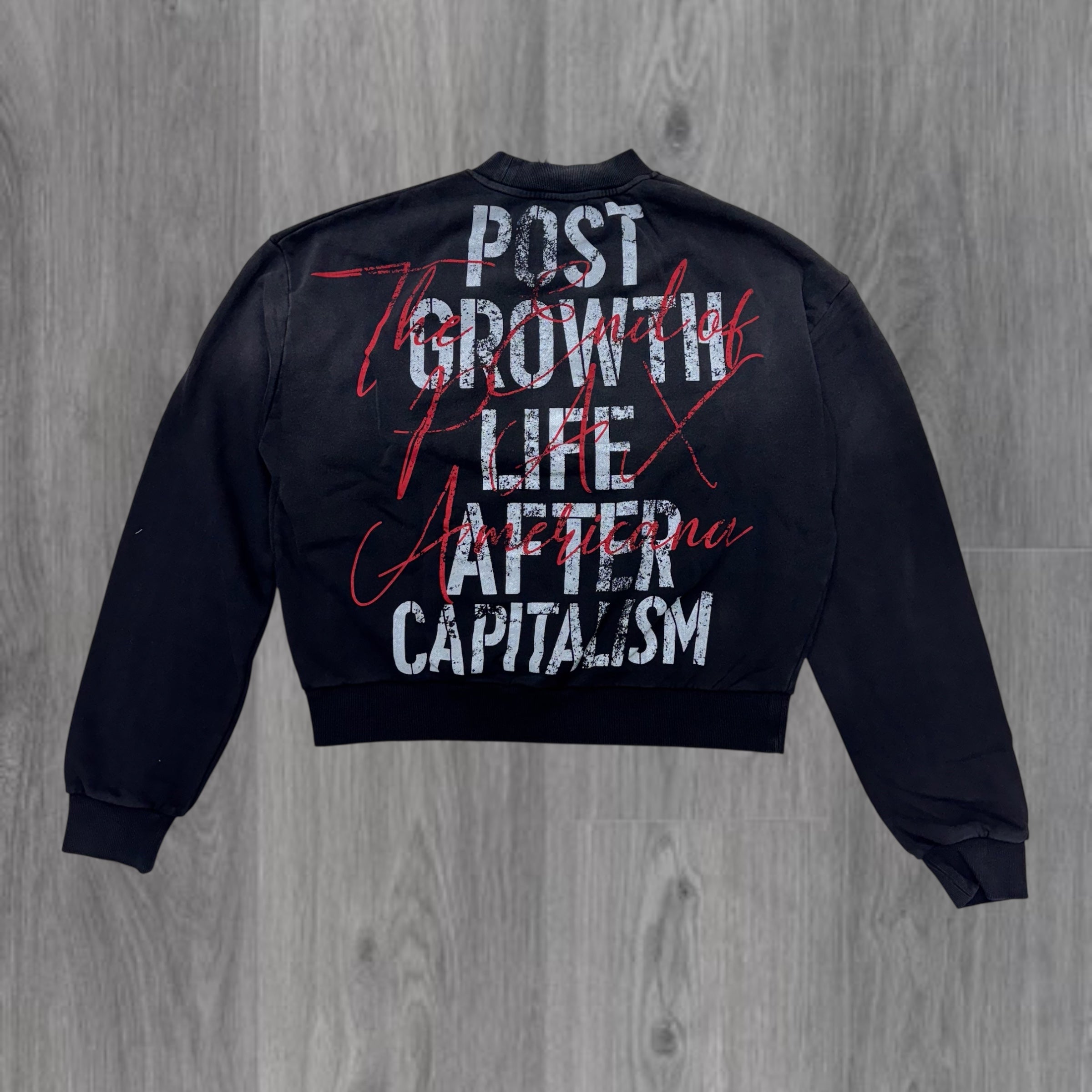 RP-Life After Capitalism Studded Crop Crew SweatShirt - Black 5050
