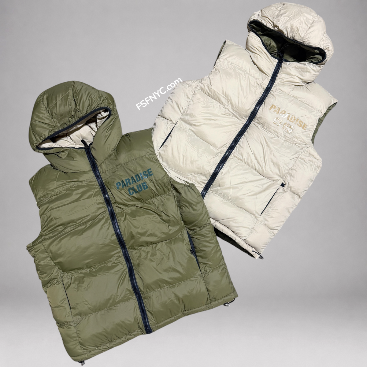 SYP - Reversible Puffy Vest - Olive/Beige - 9385V