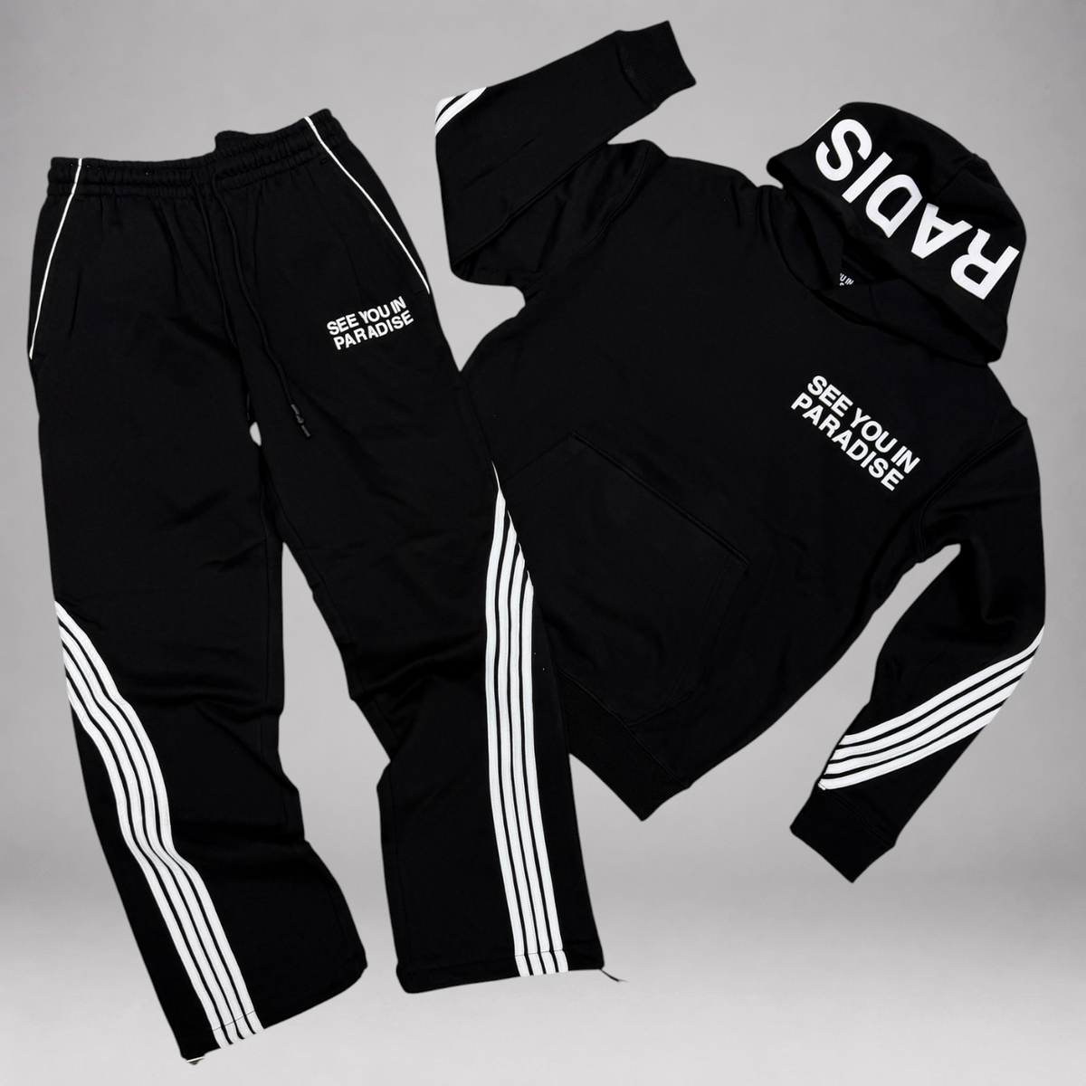 SYP - Paradise Stripe Sweat Suit - Black - 9229