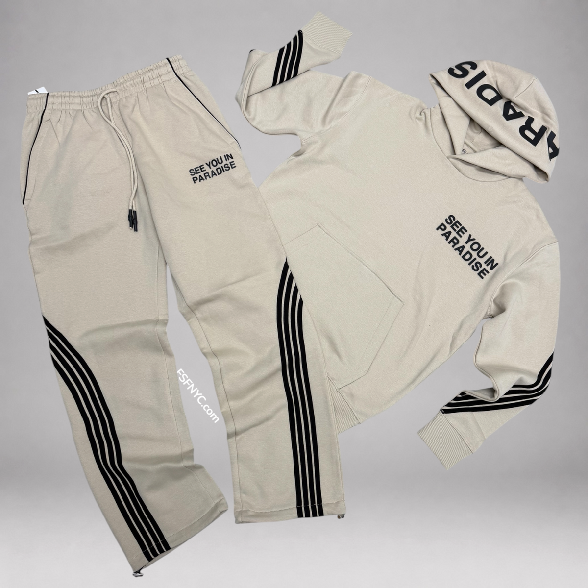 SYP - Paradise Stripe Sweat Suit - Beige - 9229