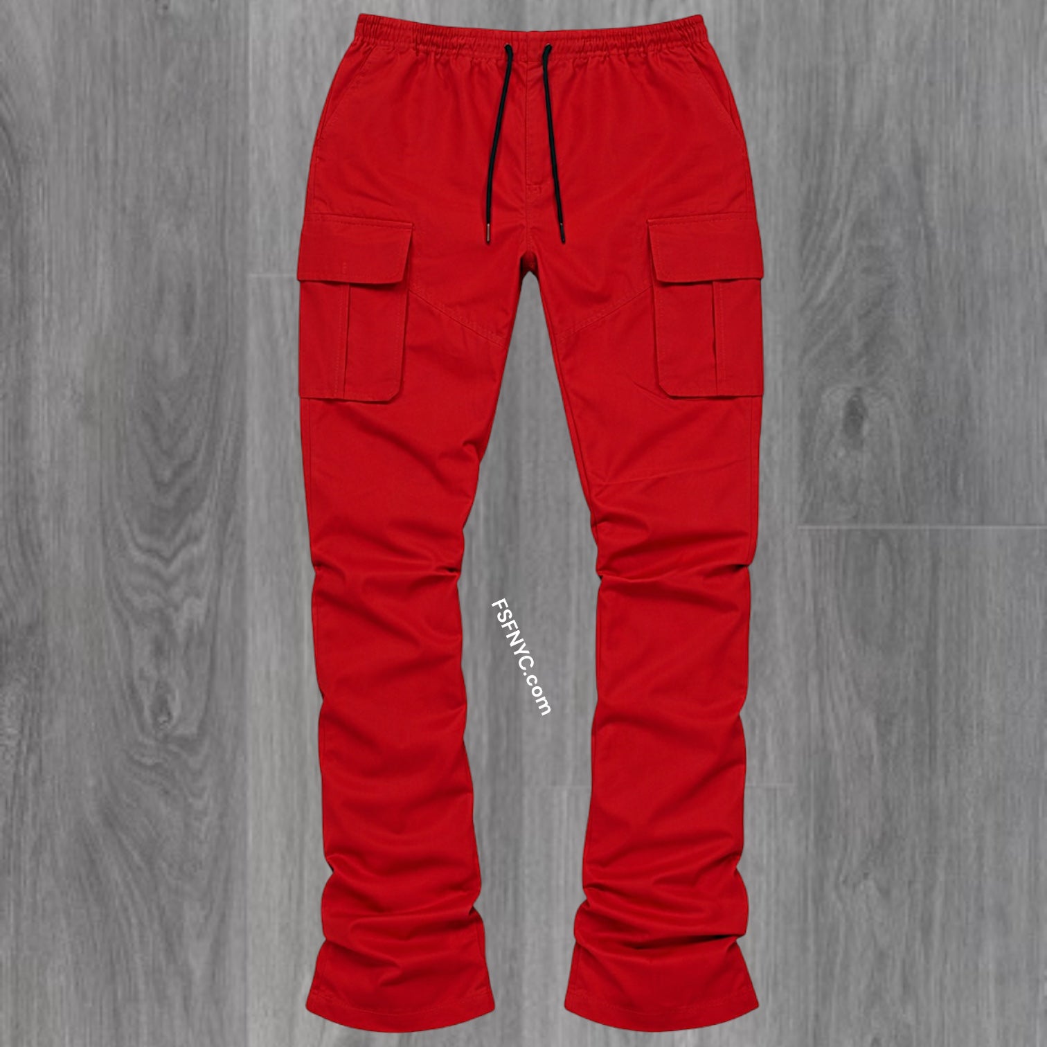 R - Stacked Flare Nylon Cargo - Red - 422