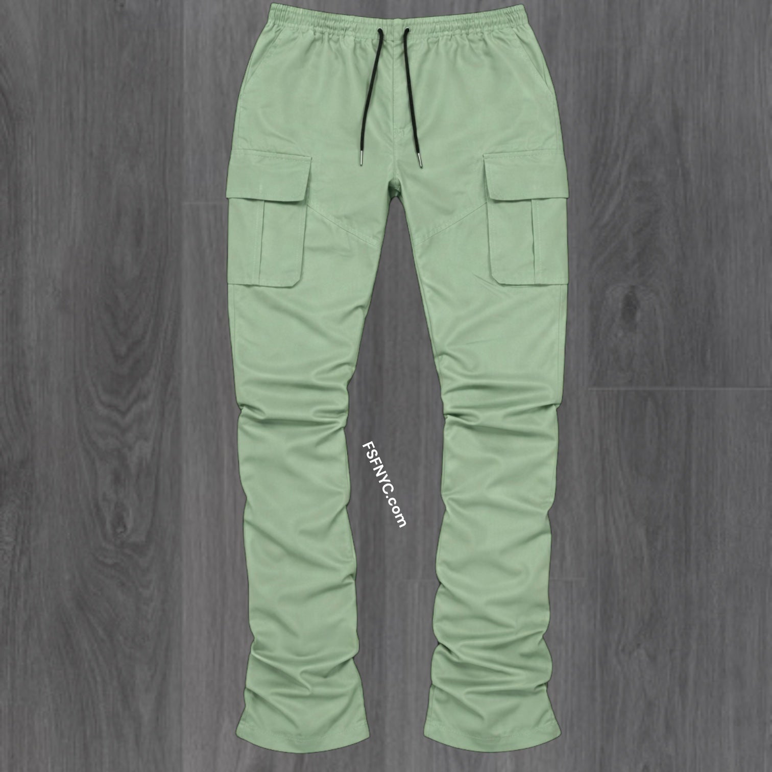 R - Stacked Flare Nylon Cargo - Sage Green - 422