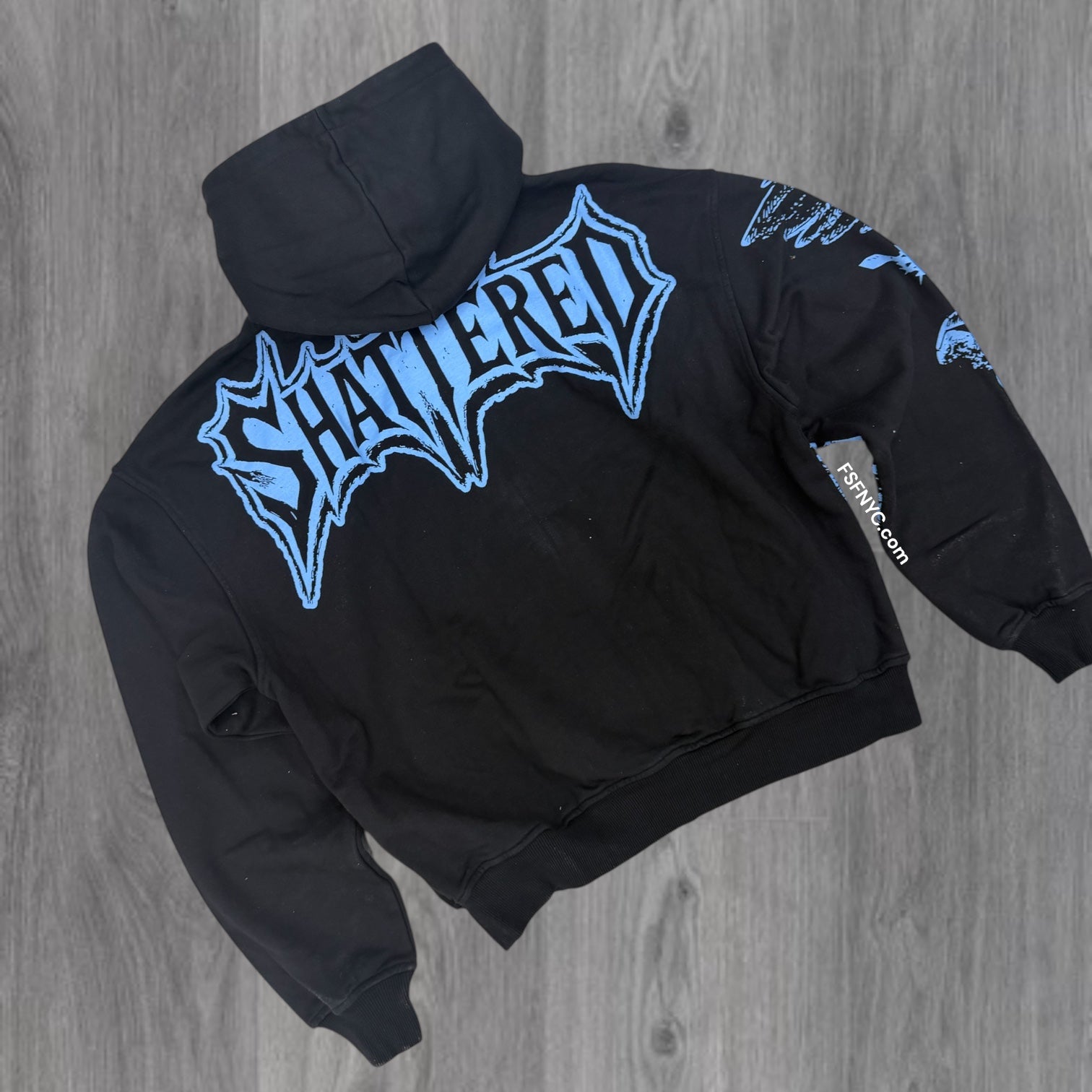 Shattered- Catching Zip Hoodie - Black-Blue