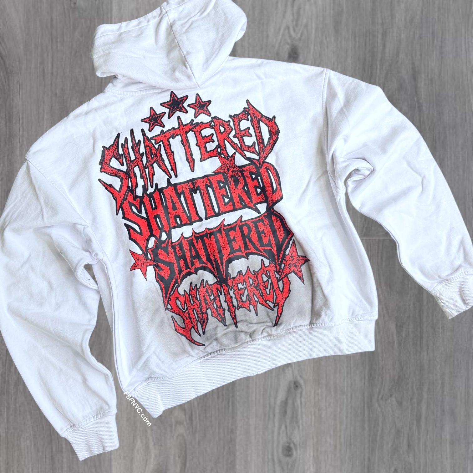 Shattered- Zip Hoodie - White/Red