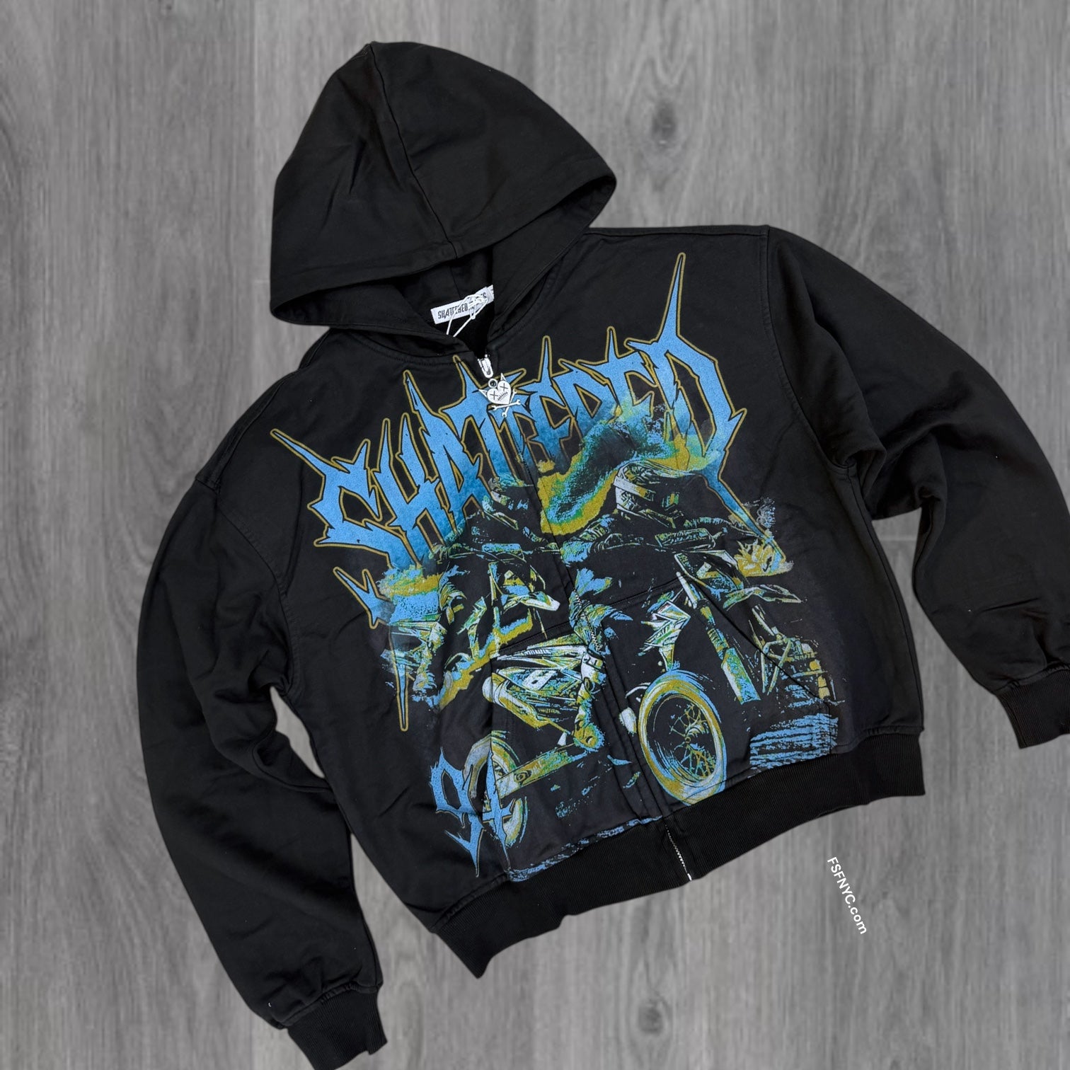 Shattered- Sports cub Zip Hoodie - Black